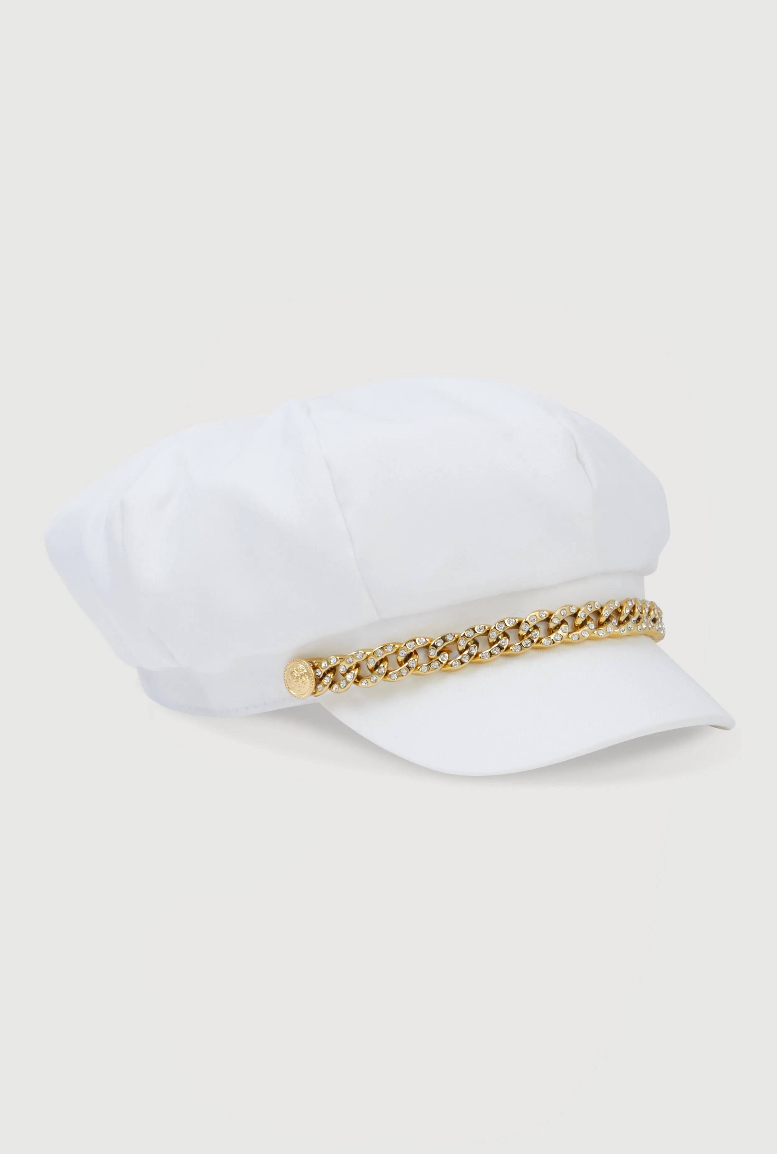 Rhinestone Chain Detail Cabbie Hat sold by Rainbow