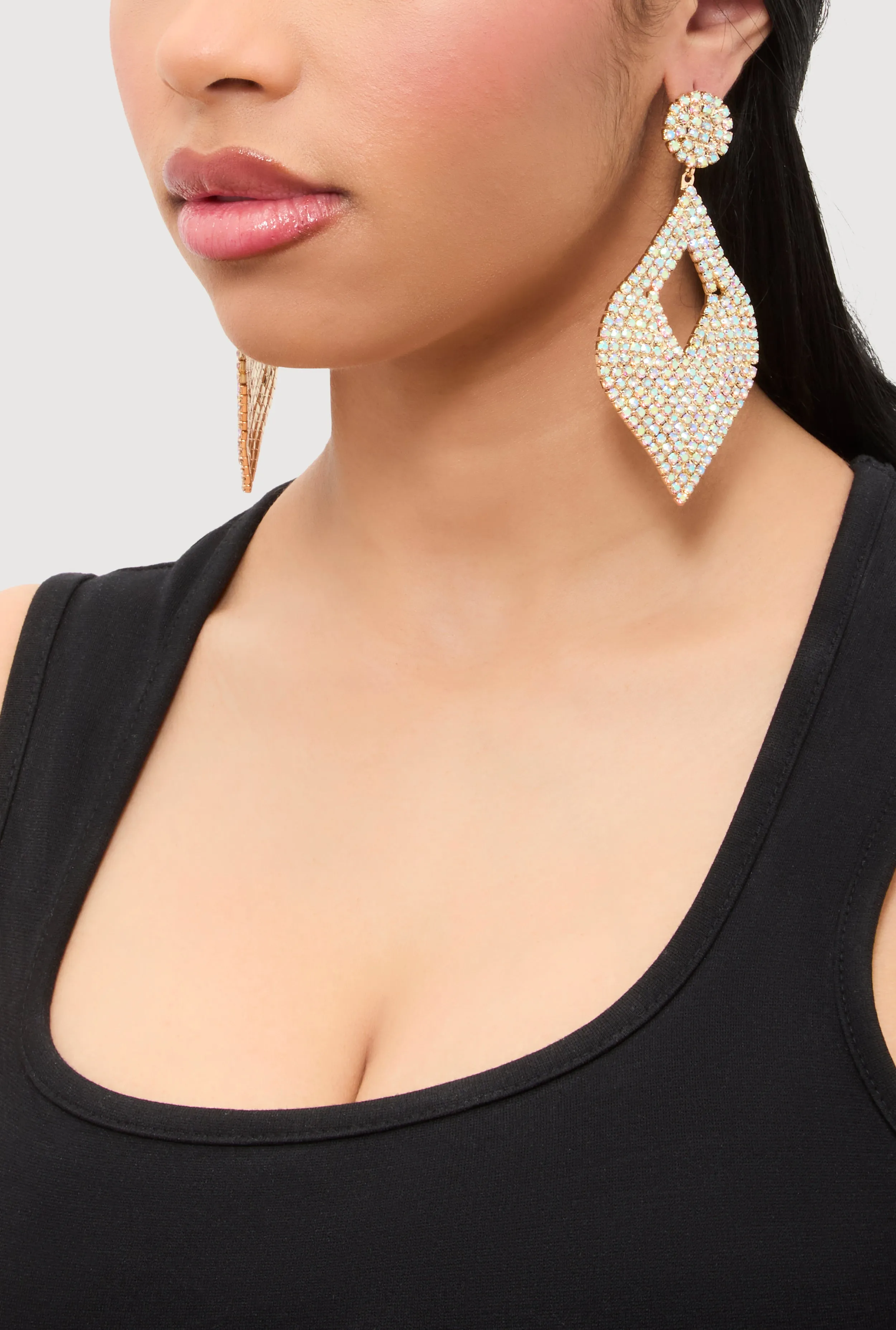 Cut Out Rhinestone Teardrop Earrings sold by Rainbow product image thumbnail 2