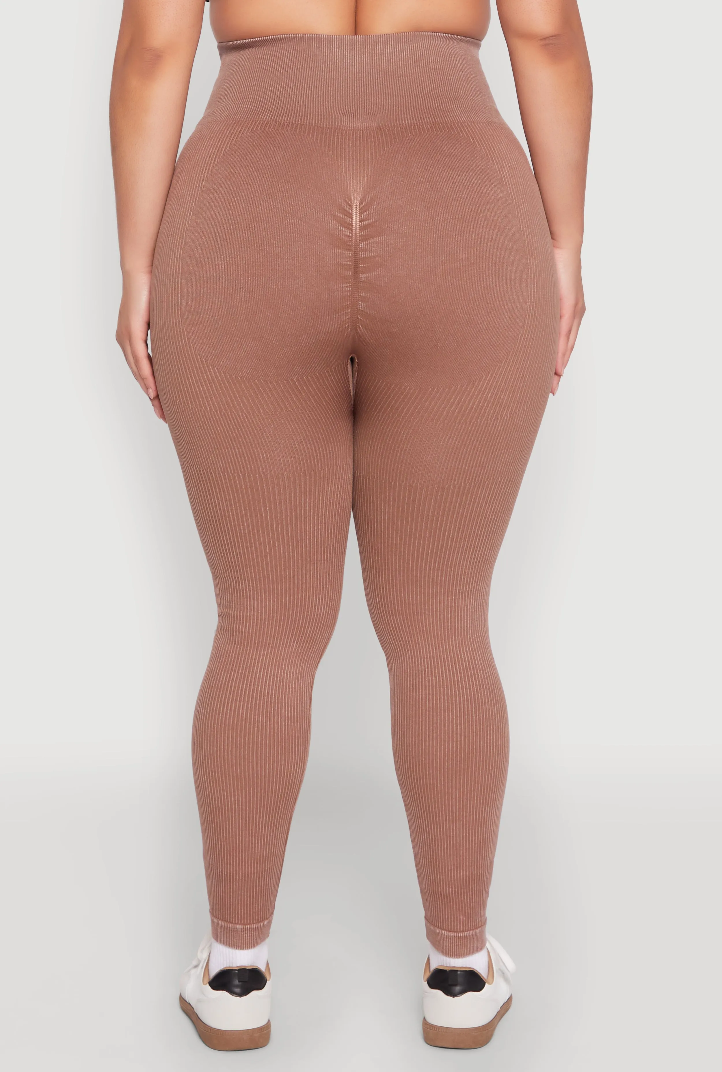 Plus Size Daisy Compression Rib Acid Wash Leggings sold by Rainbow product image thumbnail 5