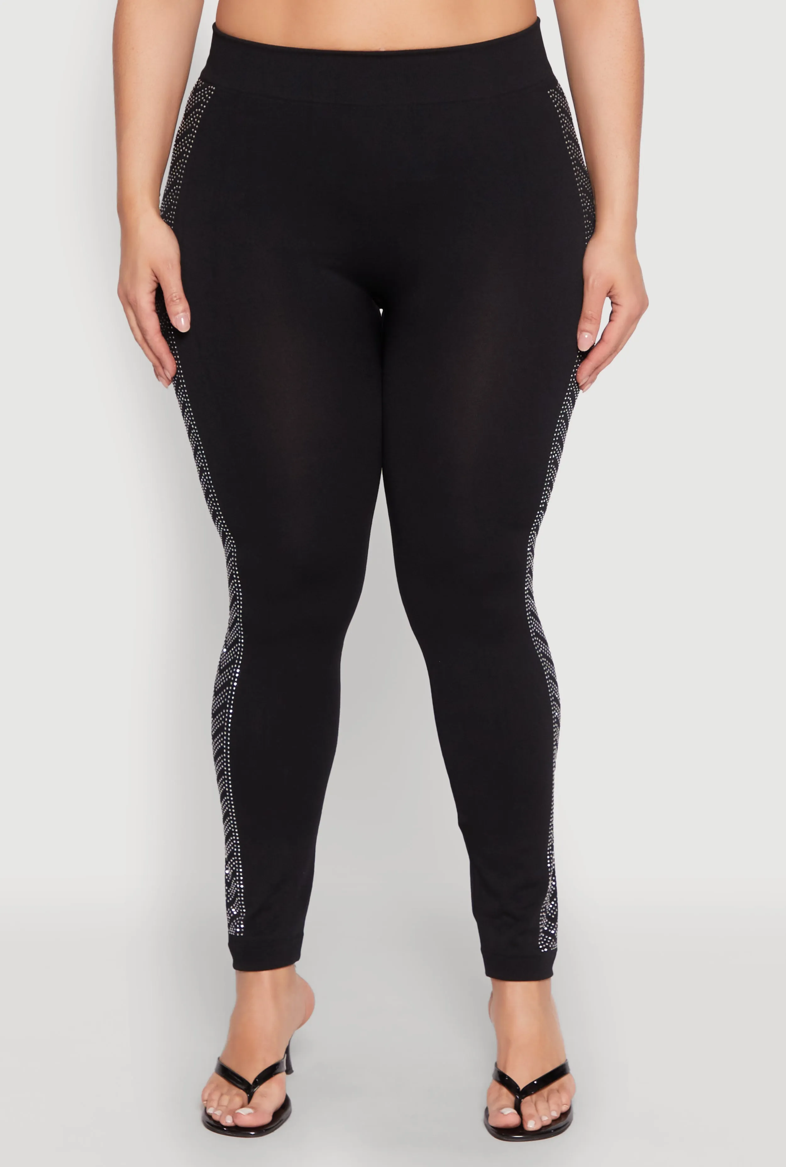 Plus Size Seamless Rhinestone Chevron Print Leggings sold by Rainbow product image thumbnail 5