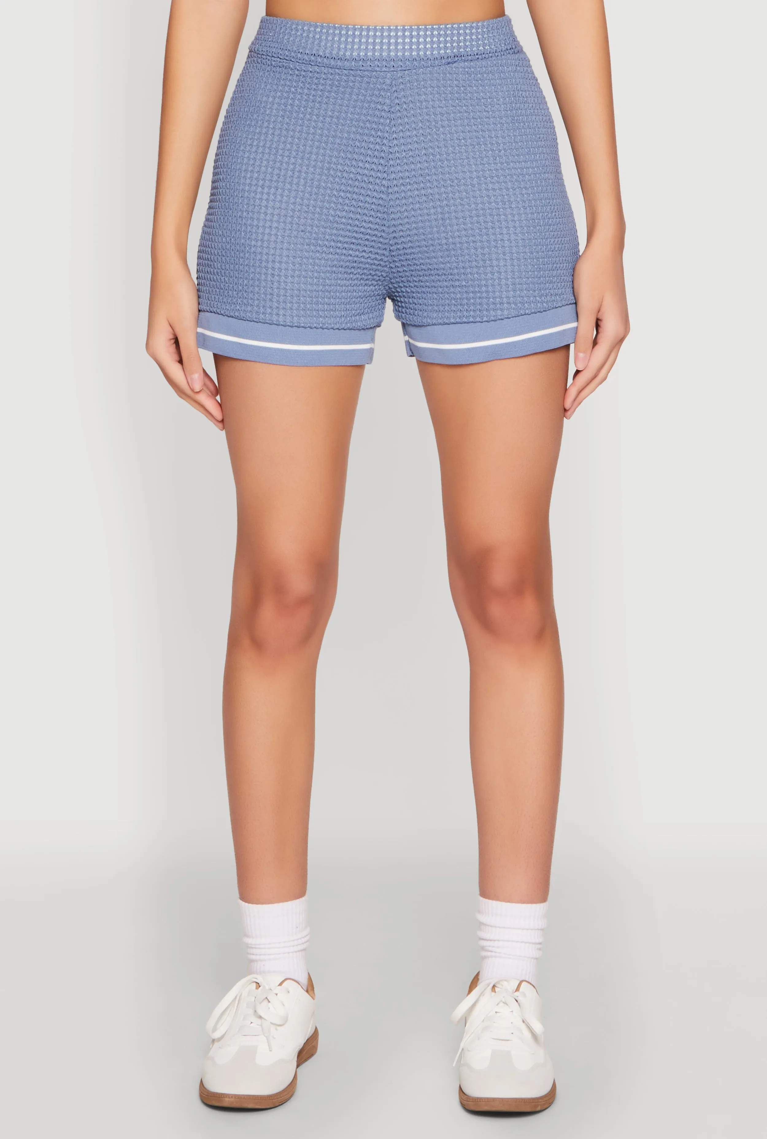 Textured Knit Varsity Stripe Shorts sold by Rainbow product image thumbnail 3