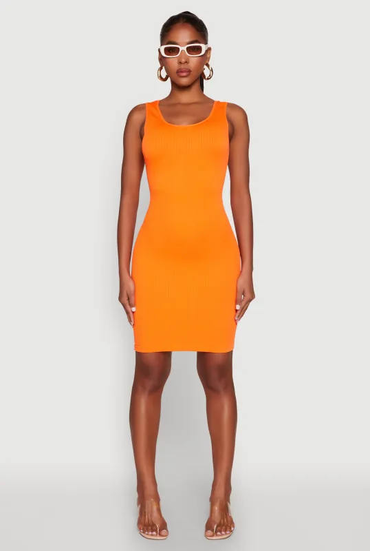 Ribbed Knit Seamless Tank Dress sold by Rainbow