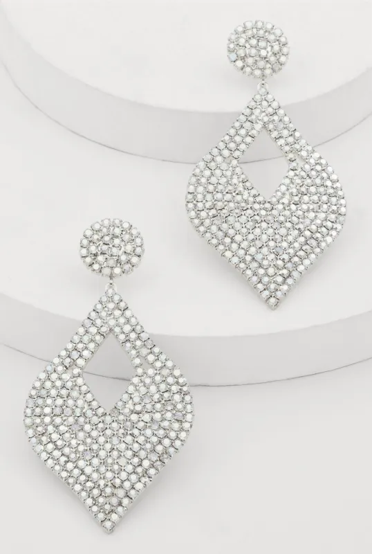 Cut Out Rhinestone Teardrop Earrings sold by Rainbow