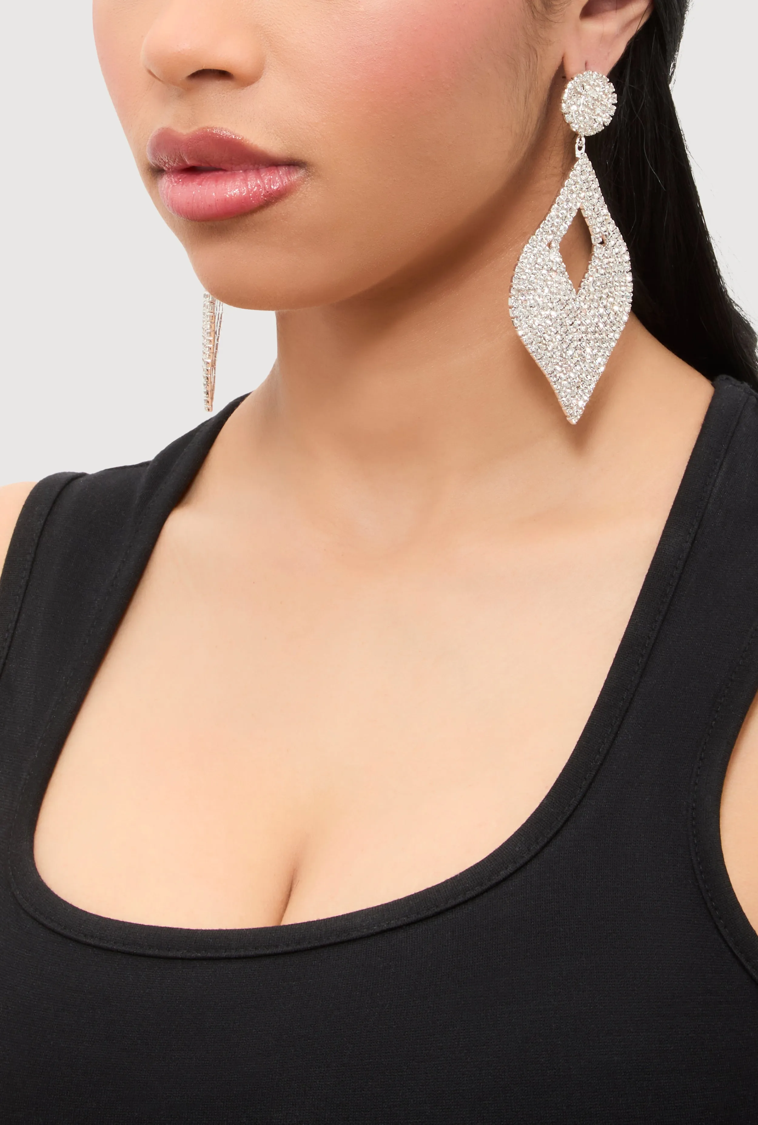 Cut Out Rhinestone Teardrop Earrings sold by Rainbow product image thumbnail 2