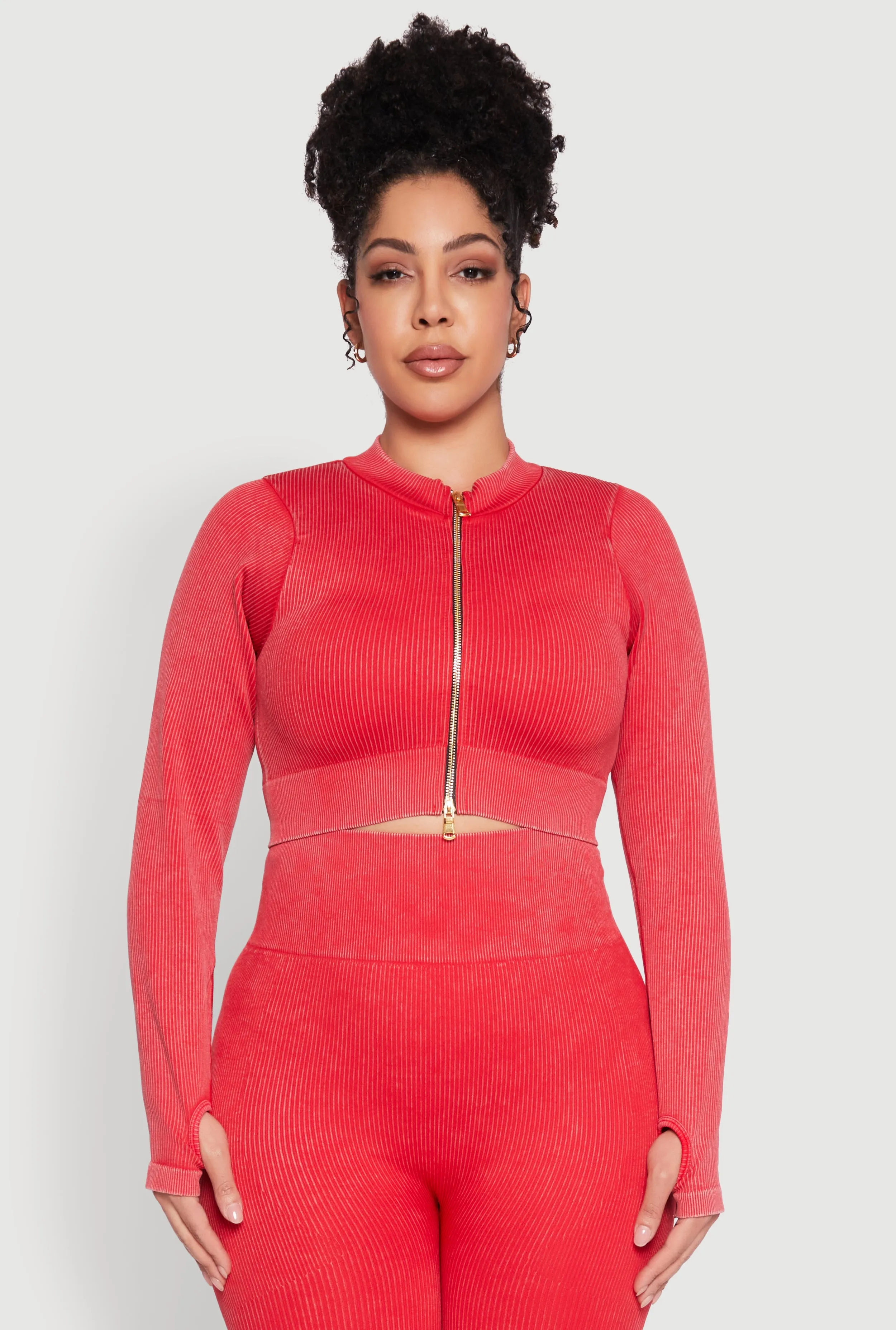 Plus Size Daisy Acid Wash Track Jacket sold by Rainbow