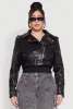 Plus Size Daisy Faux Leather Belted Moto Jacket sold by Rainbow