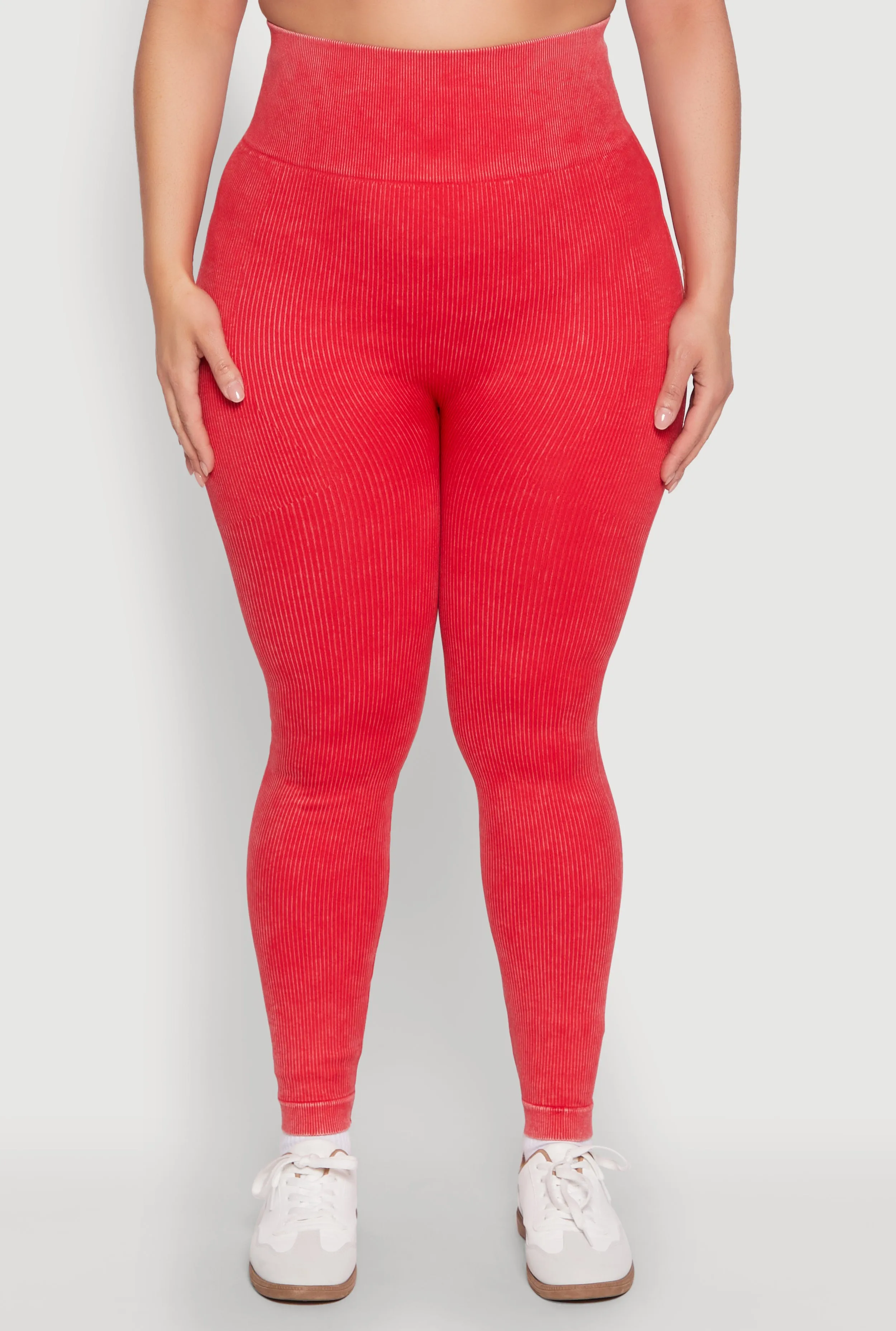 Plus Size Daisy Compression Rib Acid Wash Leggings sold by Rainbow product image thumbnail 3