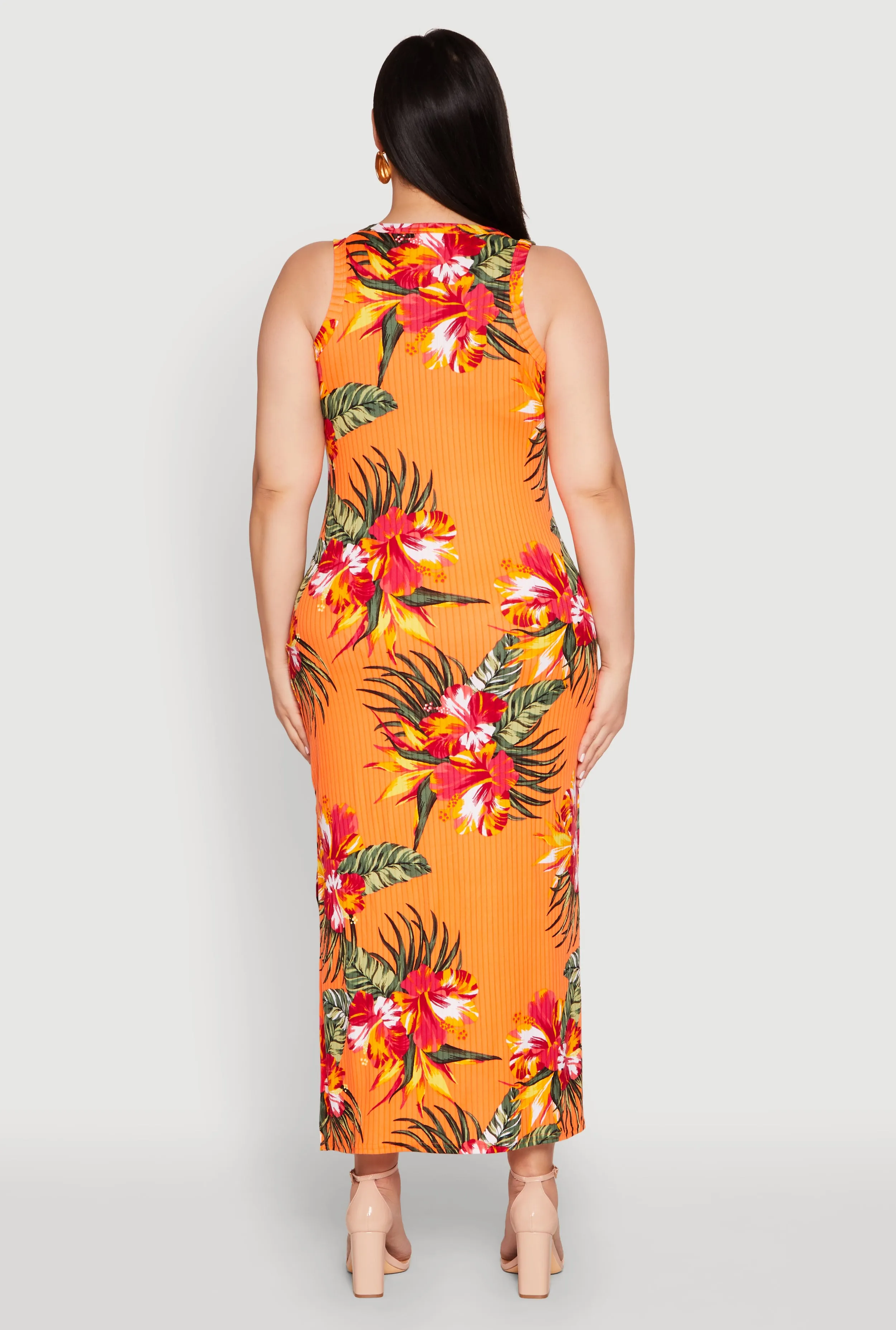 Plus Size Ribbed Knit Floral Tank Dress sold by Rainbow product image thumbnail 5