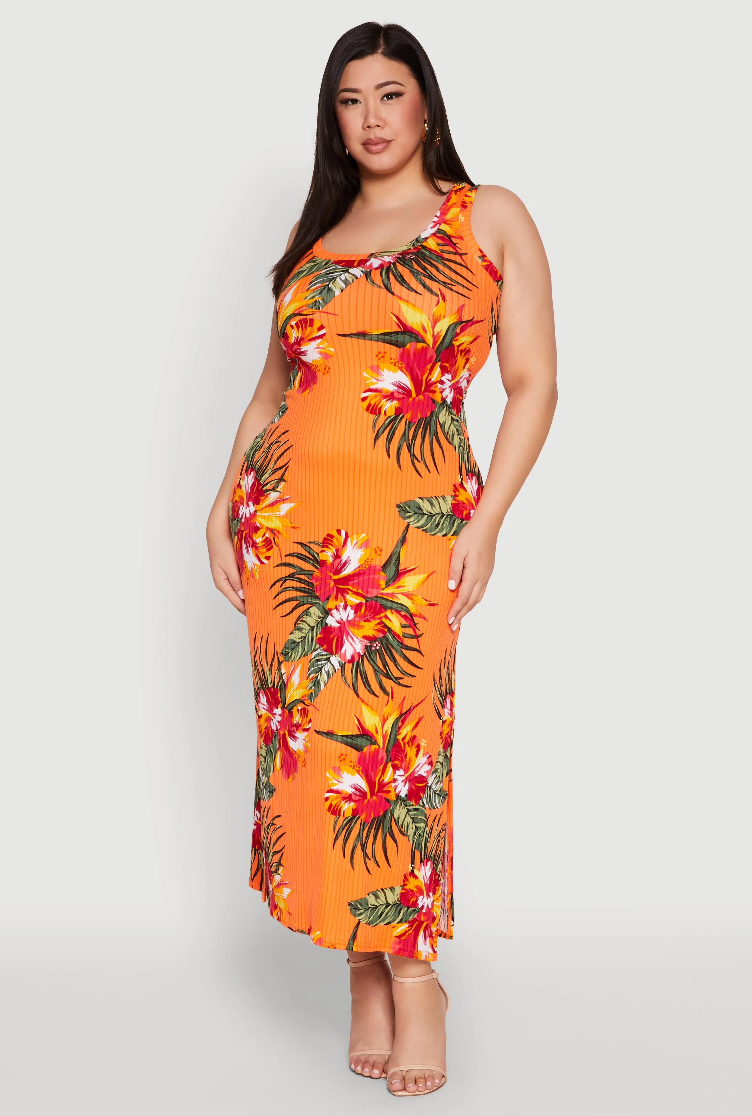 Plus Size Ribbed Knit Floral Tank Dress sold by Rainbow product image thumbnail 2
