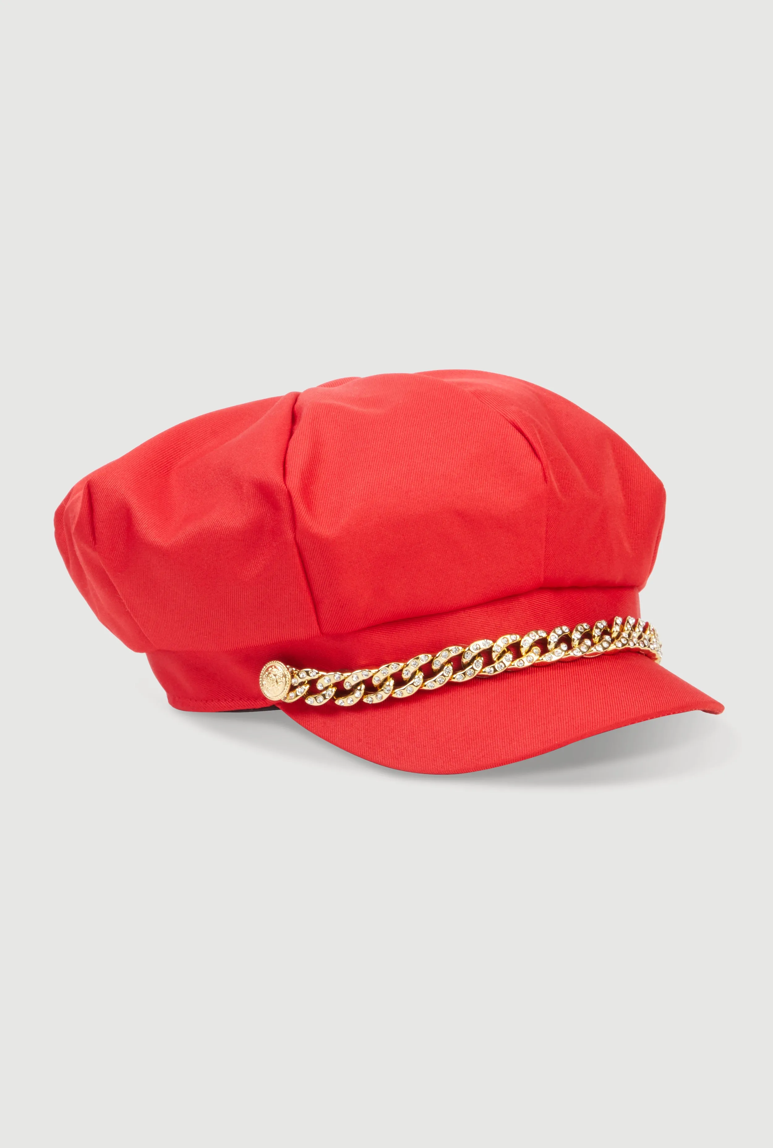 Rhinestone Chain Detail Cabbie Hat sold by Rainbow