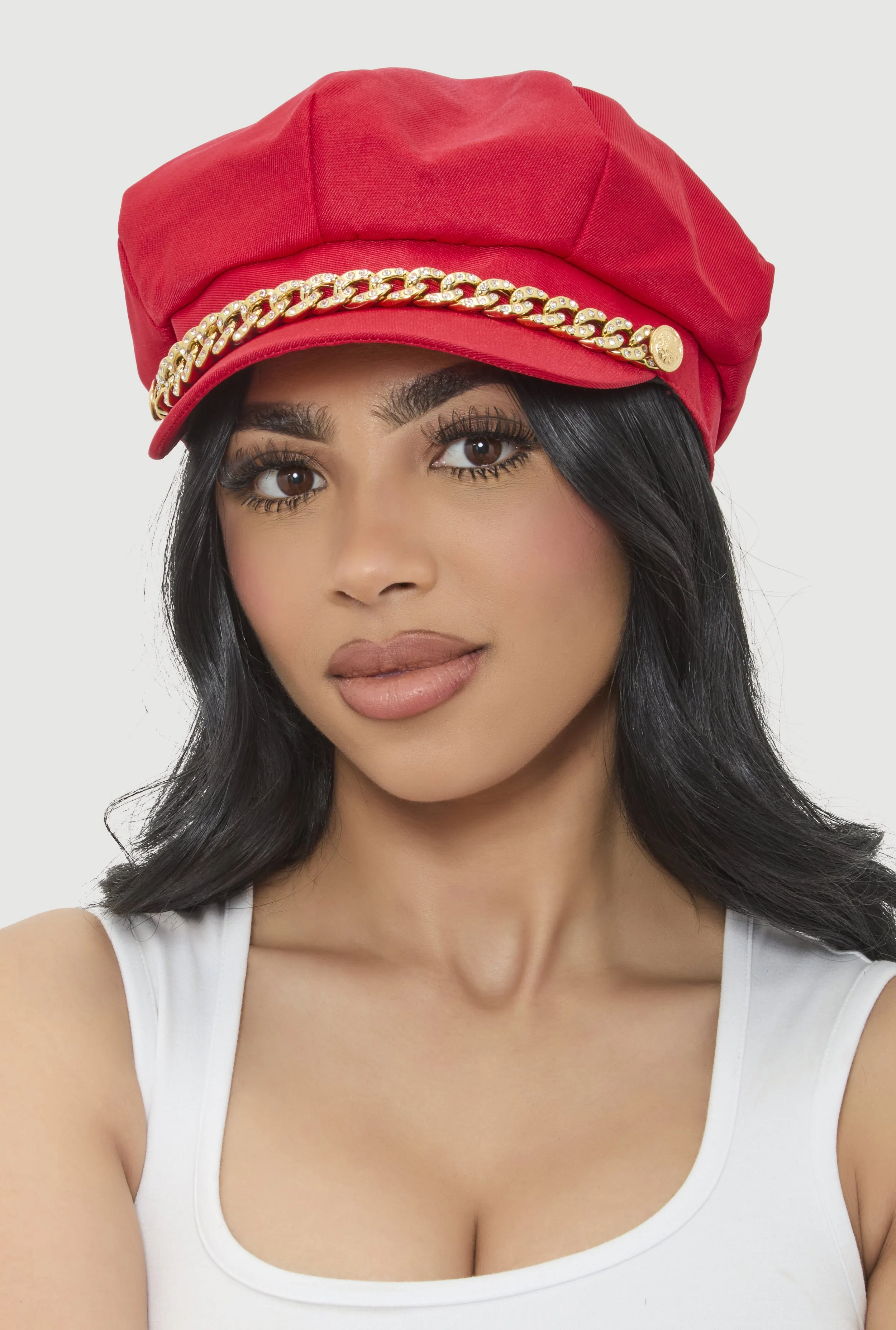 Rhinestone Chain Detail Cabbie Hat sold by Rainbow product image thumbnail 2