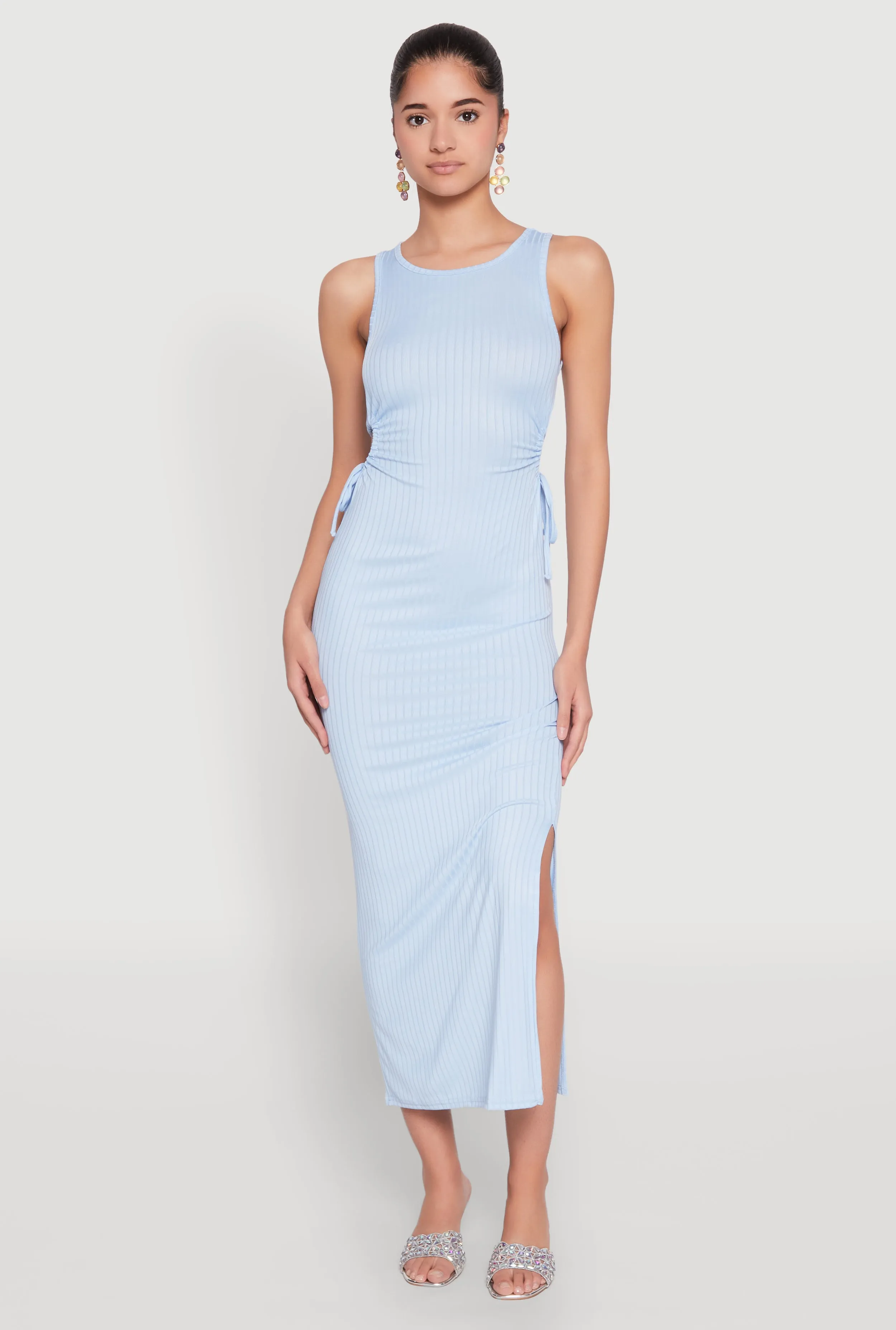 Ribbed Knit Side Cut Out Midi Dress sold by Rainbow