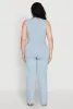 Plus Size Daisy Sleeveless Button Front Denim Jumpsuit sold by Rainbow
