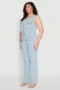 Plus Size Daisy Sleeveless Button Front Denim Jumpsuit sold by Rainbow