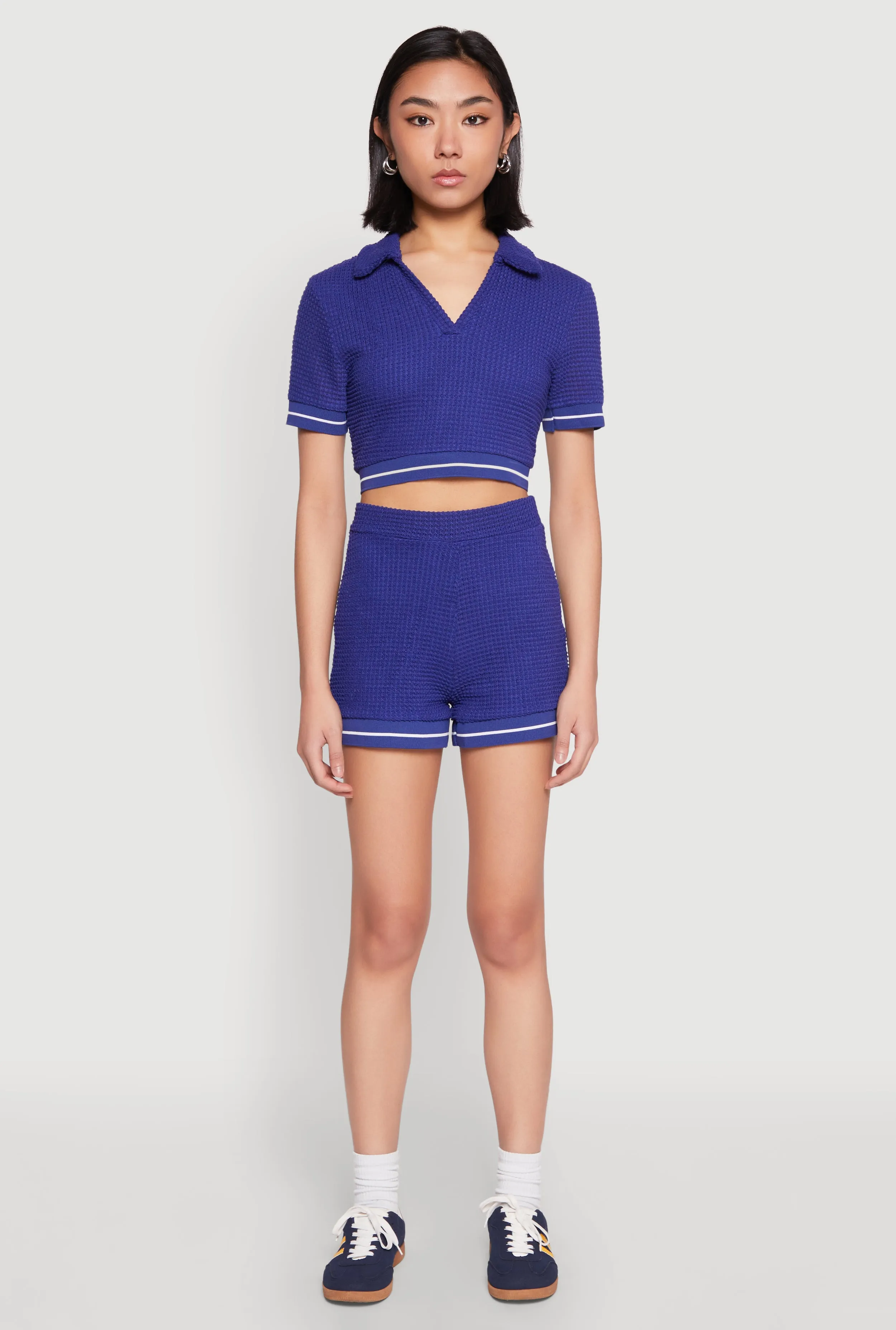 Textured Knit Varsity Stripe Shorts sold by Rainbow product image thumbnail 2