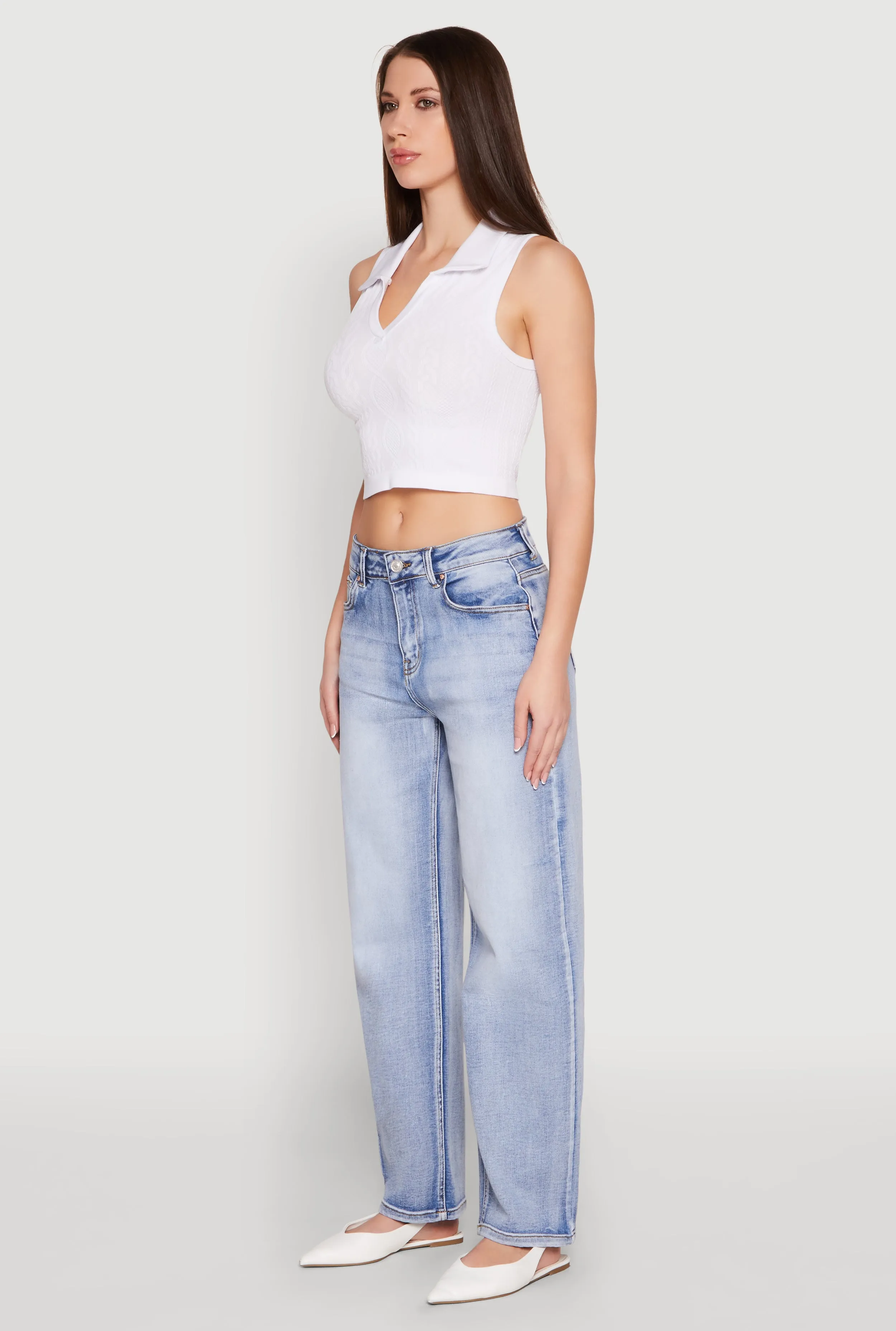 Seamless Cable Knit Polo Crop Top sold by Rainbow product image thumbnail 5