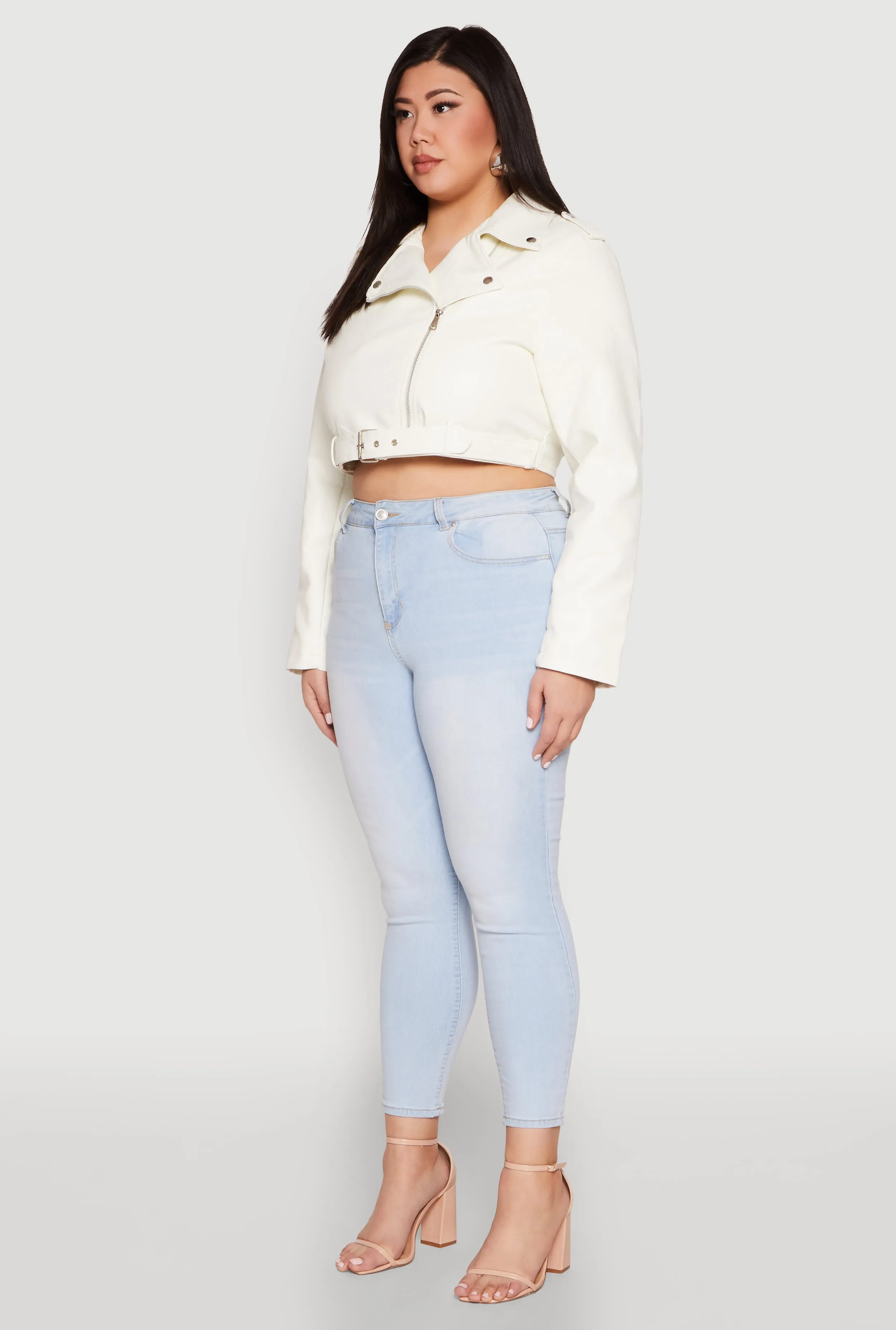 Plus Size Daisy Faux Leather Belted Moto Jacket sold by Rainbow product image thumbnail 5