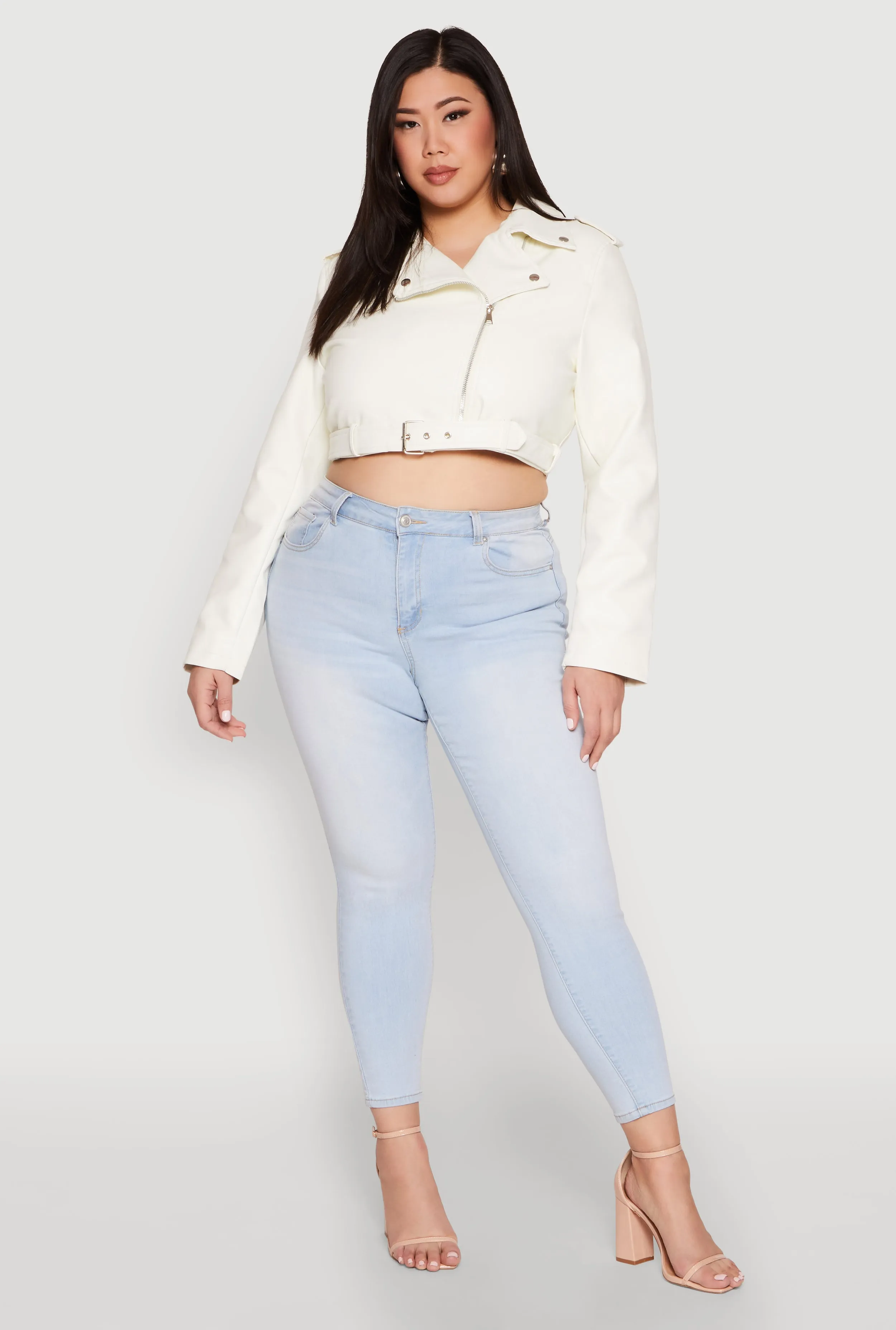 Plus Size Daisy Faux Leather Belted Moto Jacket sold by Rainbow product image thumbnail 3