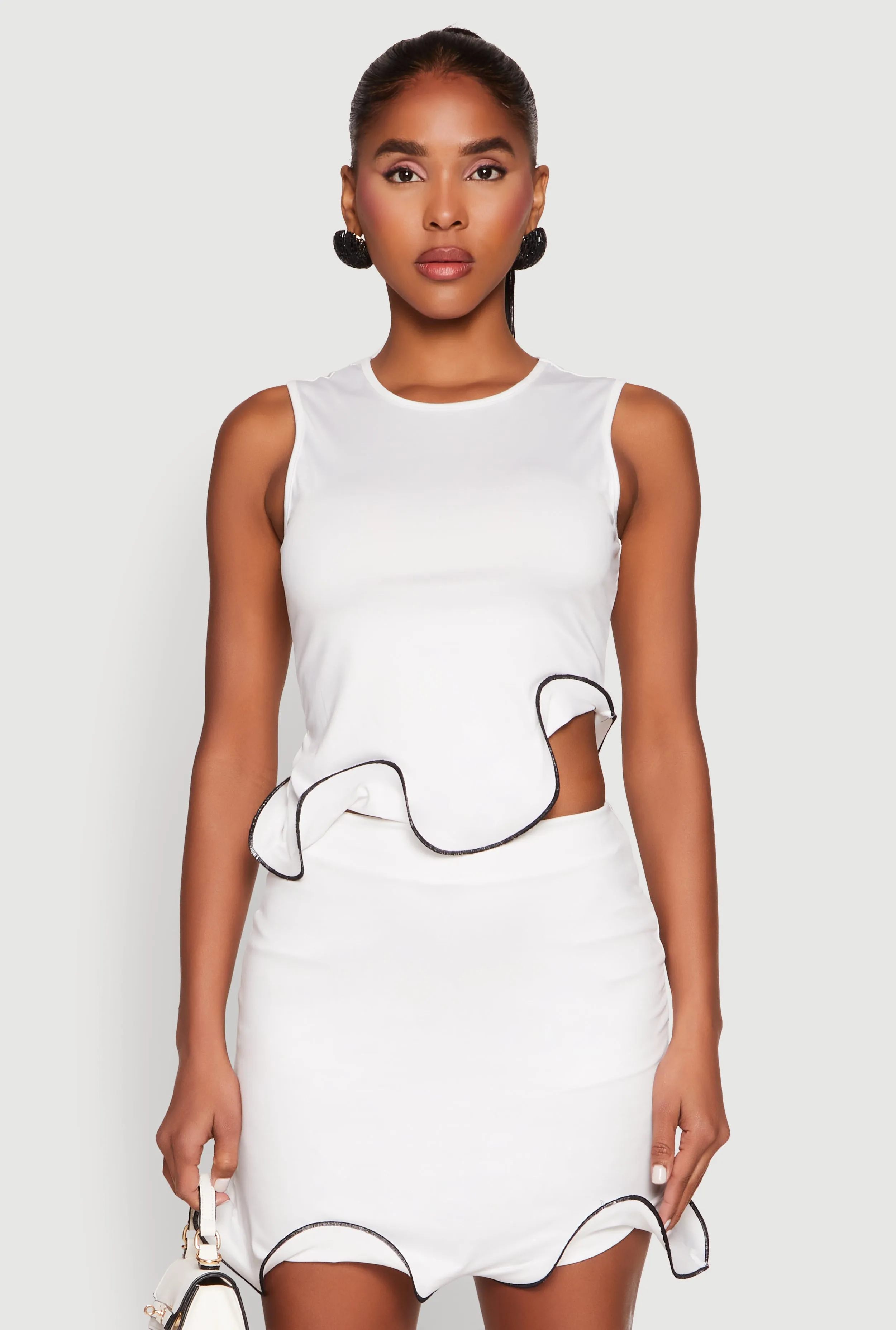 Wave Structured Sleeveless Crop Top sold by Rainbow