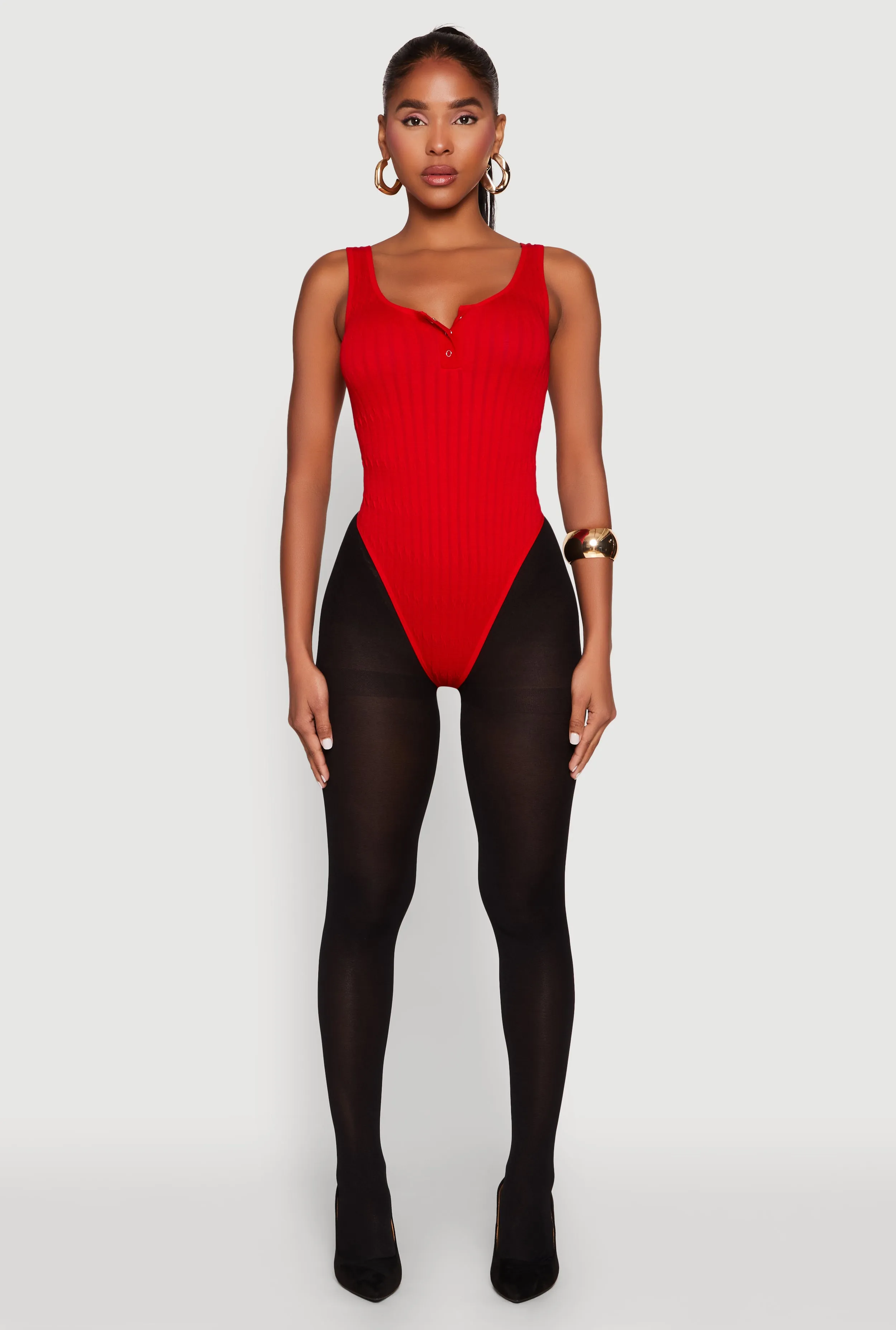 Seamless Snap Button Notch Neck Bodysuit sold by Rainbow product image thumbnail 3