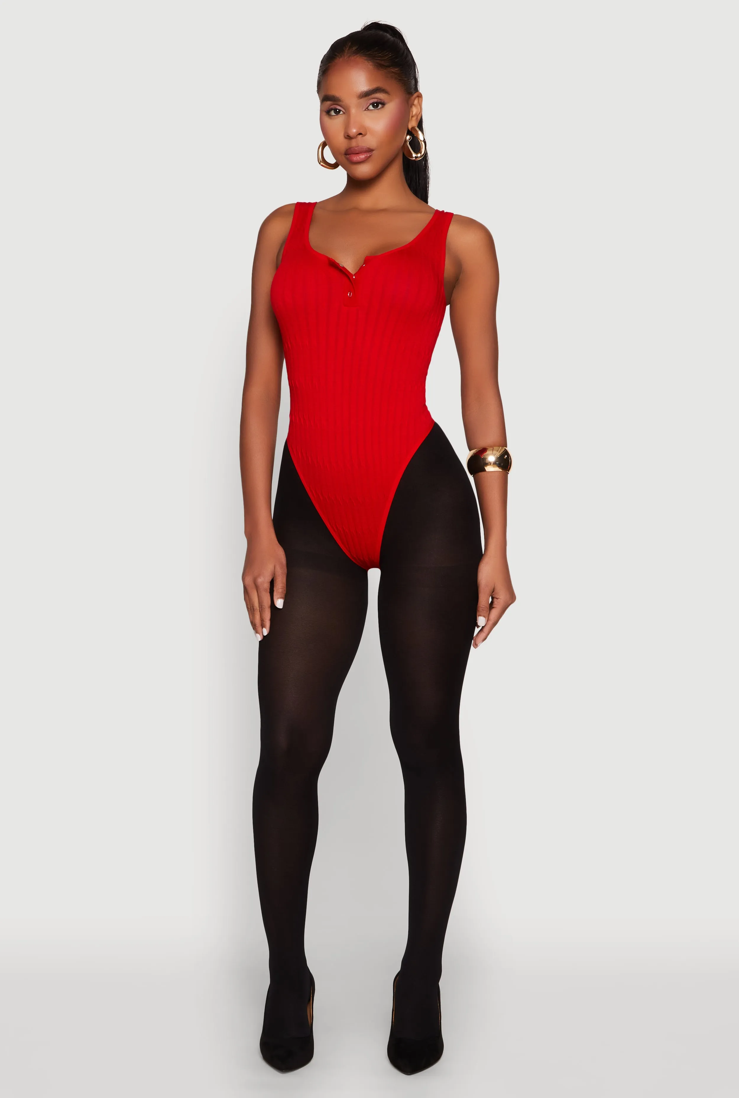 Seamless Snap Button Notch Neck Bodysuit sold by Rainbow