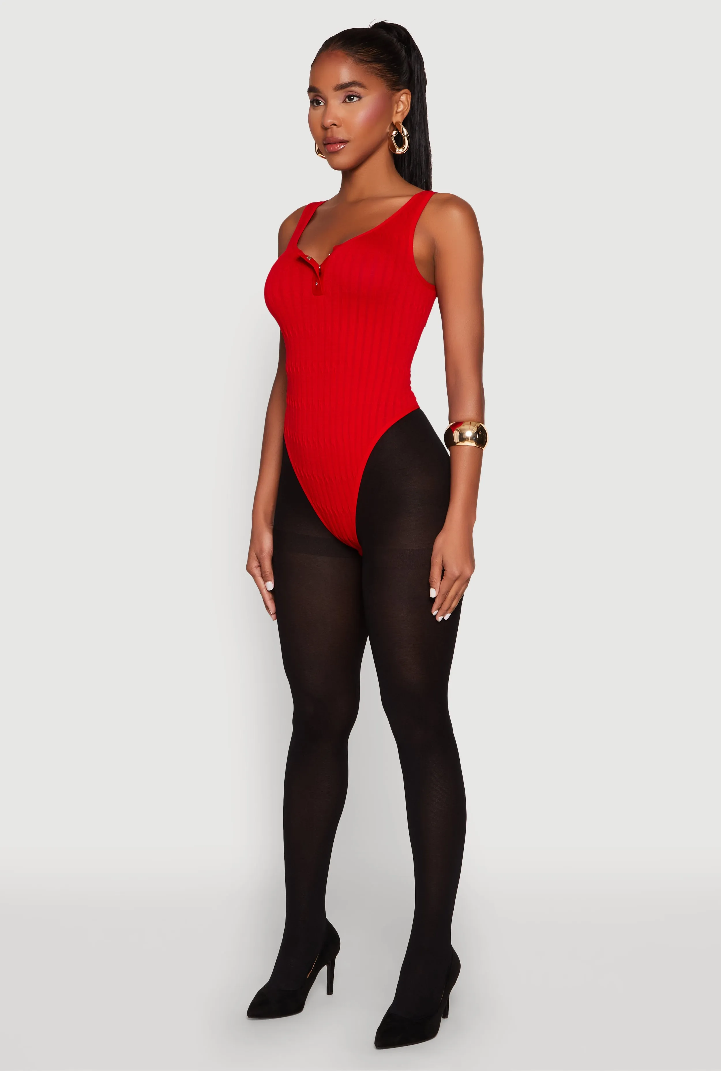 Seamless Snap Button Notch Neck Bodysuit sold by Rainbow product image thumbnail 5