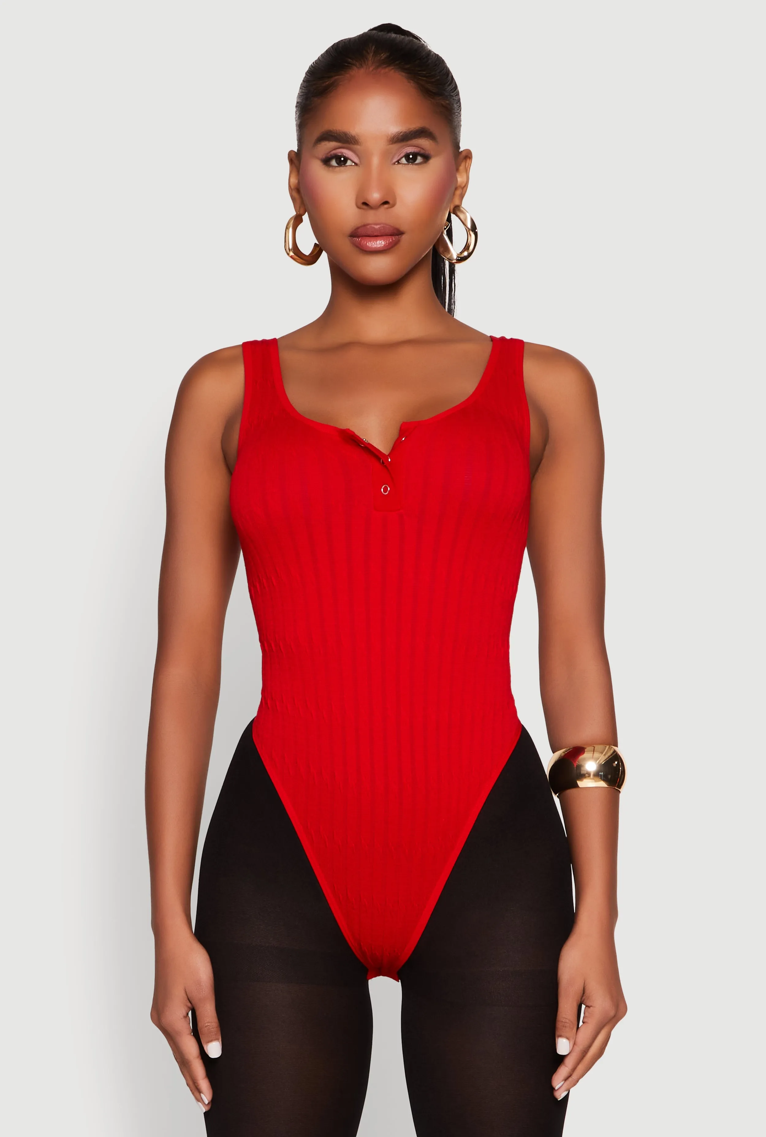 Seamless Snap Button Notch Neck Bodysuit sold by Rainbow product image thumbnail 2