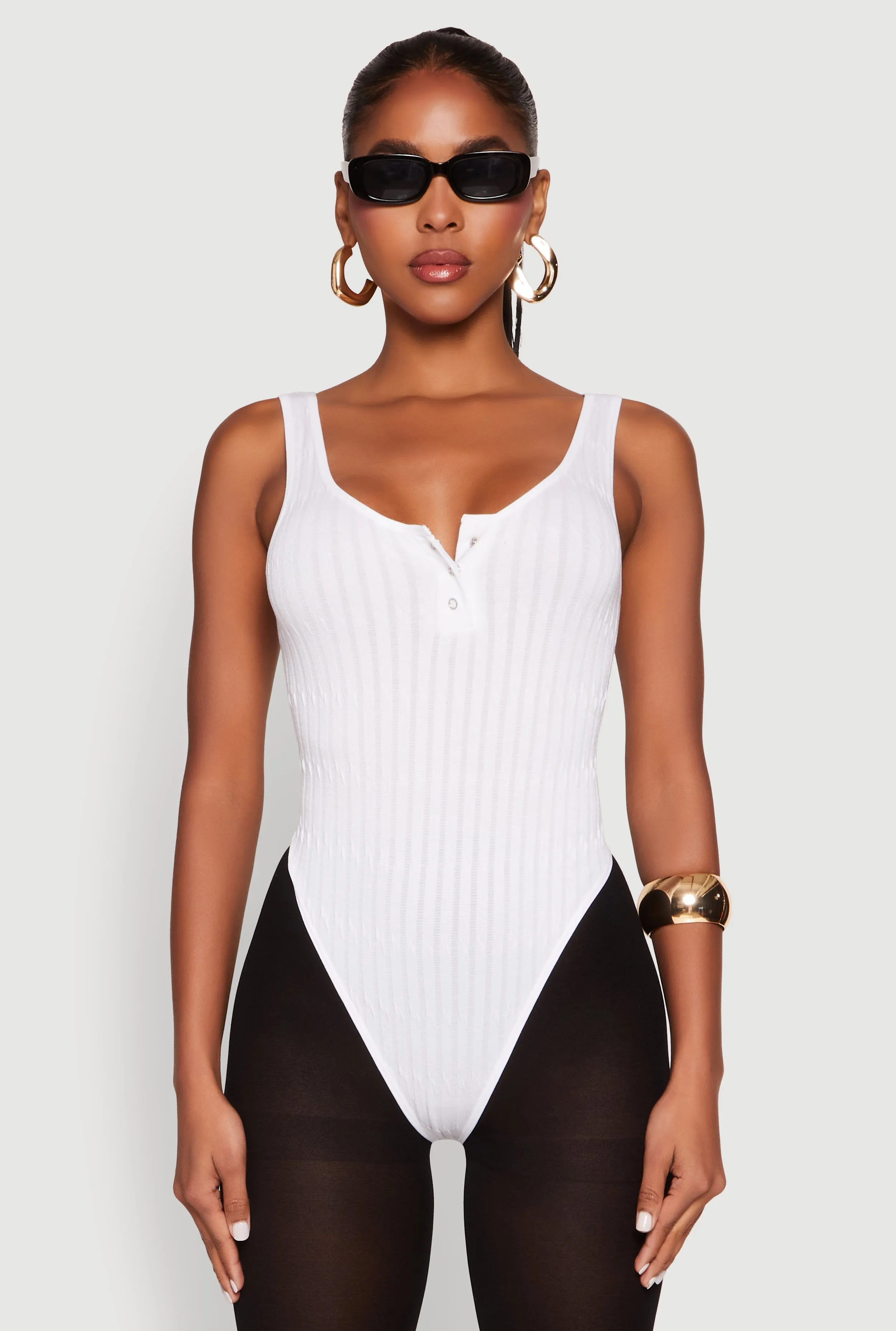 Seamless Snap Button Notch Neck Bodysuit sold by Rainbow product image thumbnail 2