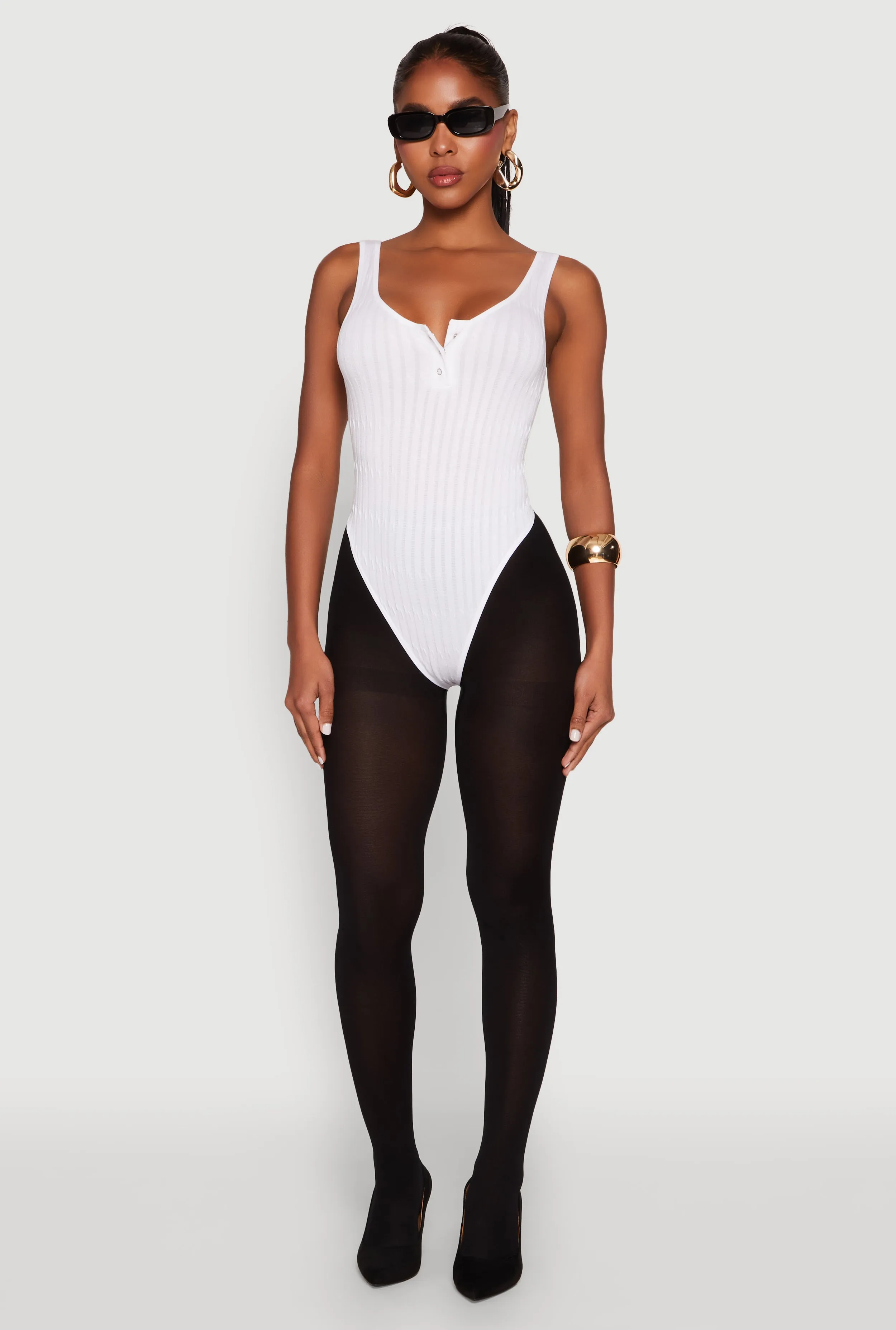 Seamless Snap Button Notch Neck Bodysuit sold by Rainbow product image thumbnail 3