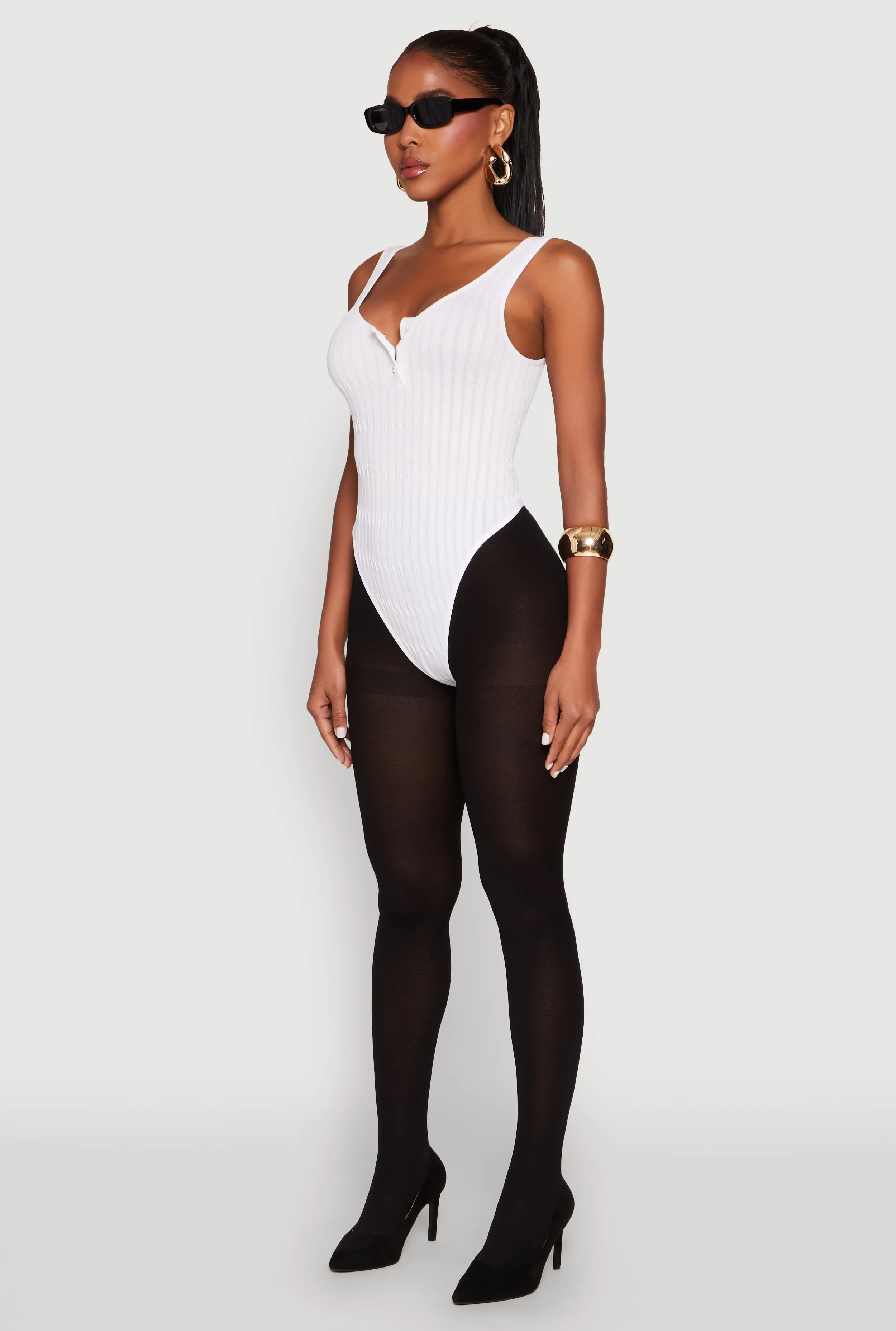 Seamless Snap Button Notch Neck Bodysuit sold by Rainbow product image thumbnail 5