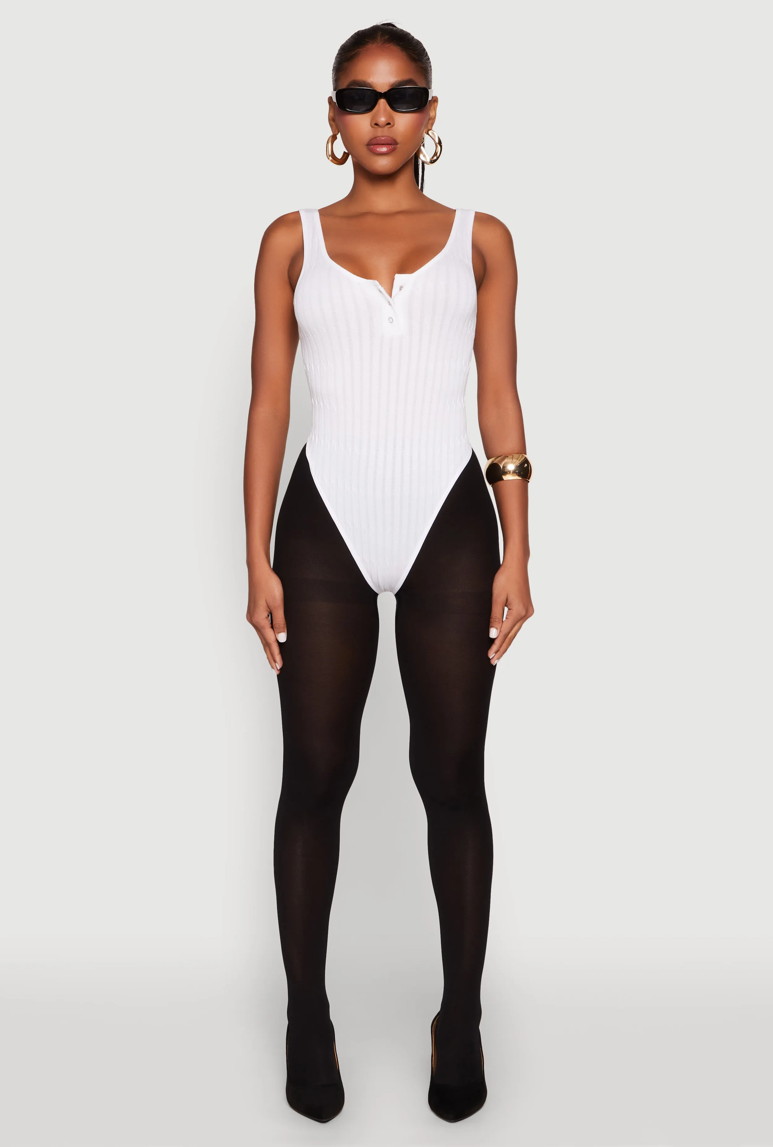 Seamless Snap Button Notch Neck Bodysuit sold by Rainbow