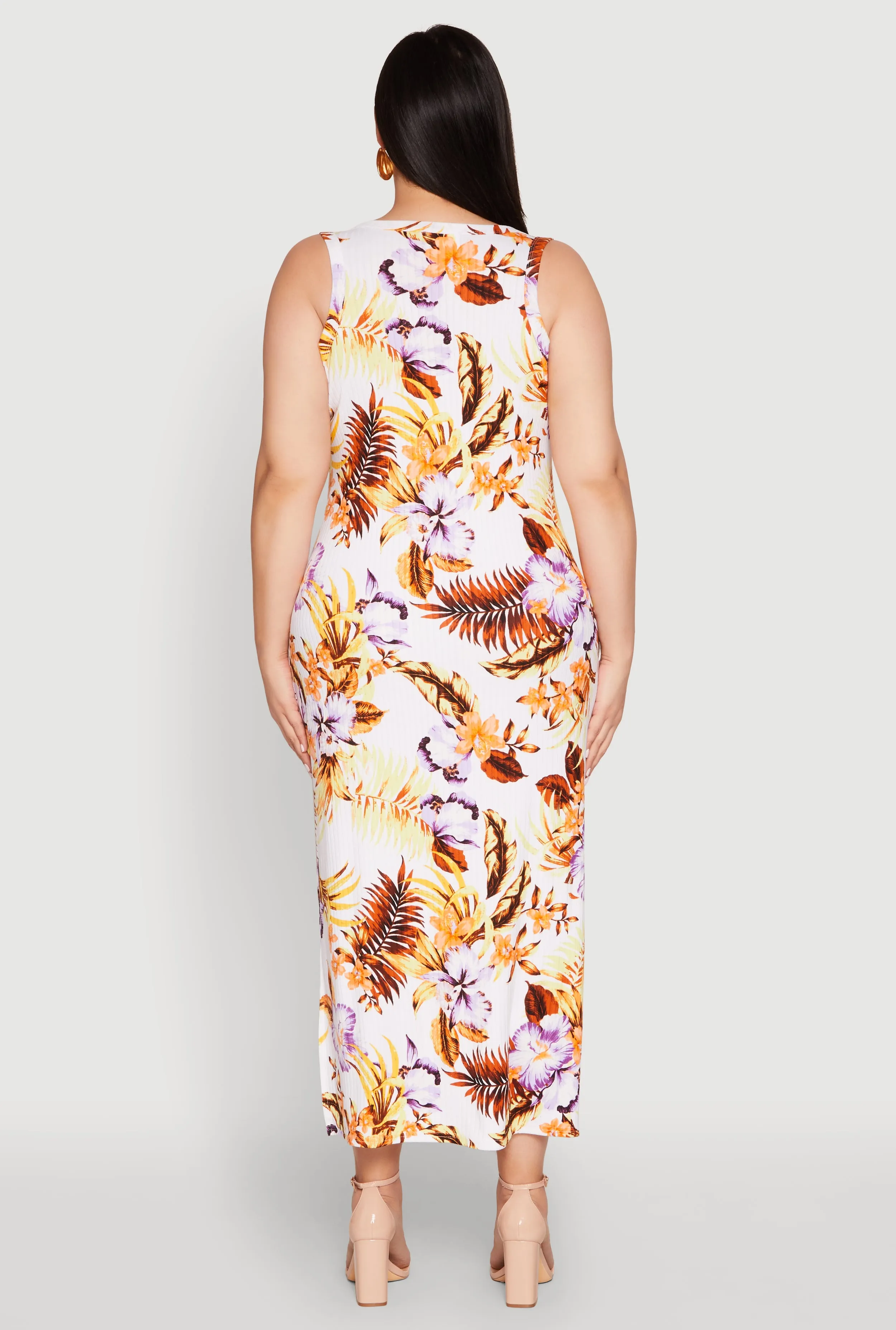 Plus Size Floral Ribbed Knit Tank Dress sold by Rainbow product image thumbnail 5