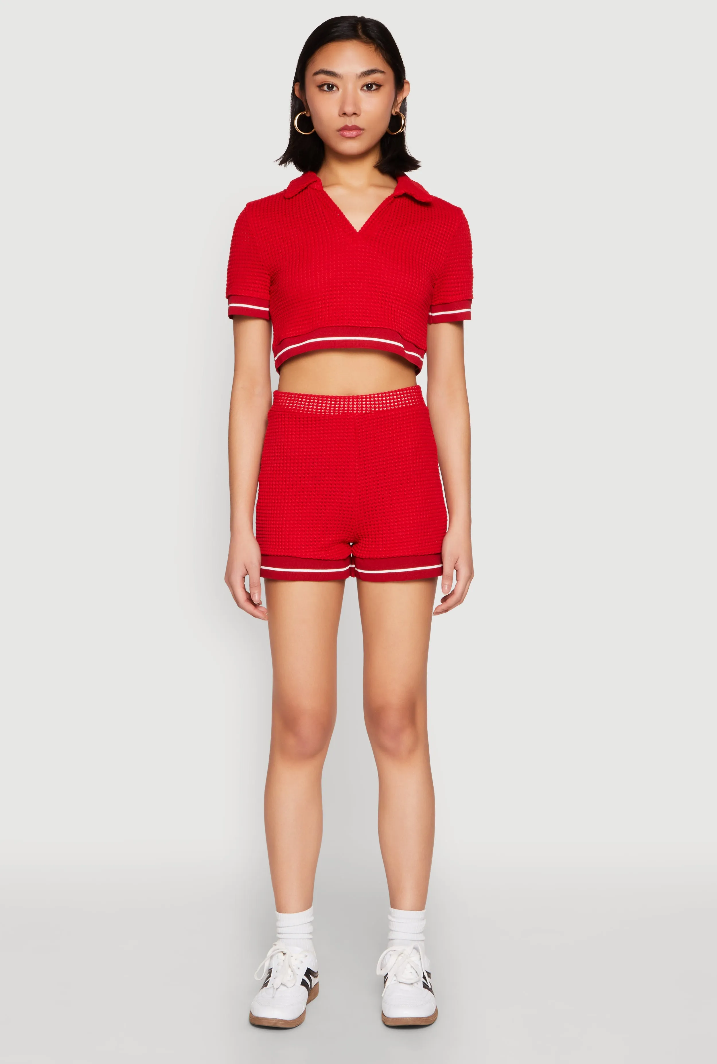 Textured Knit Varsity Stripe Shorts sold by Rainbow product image thumbnail 2