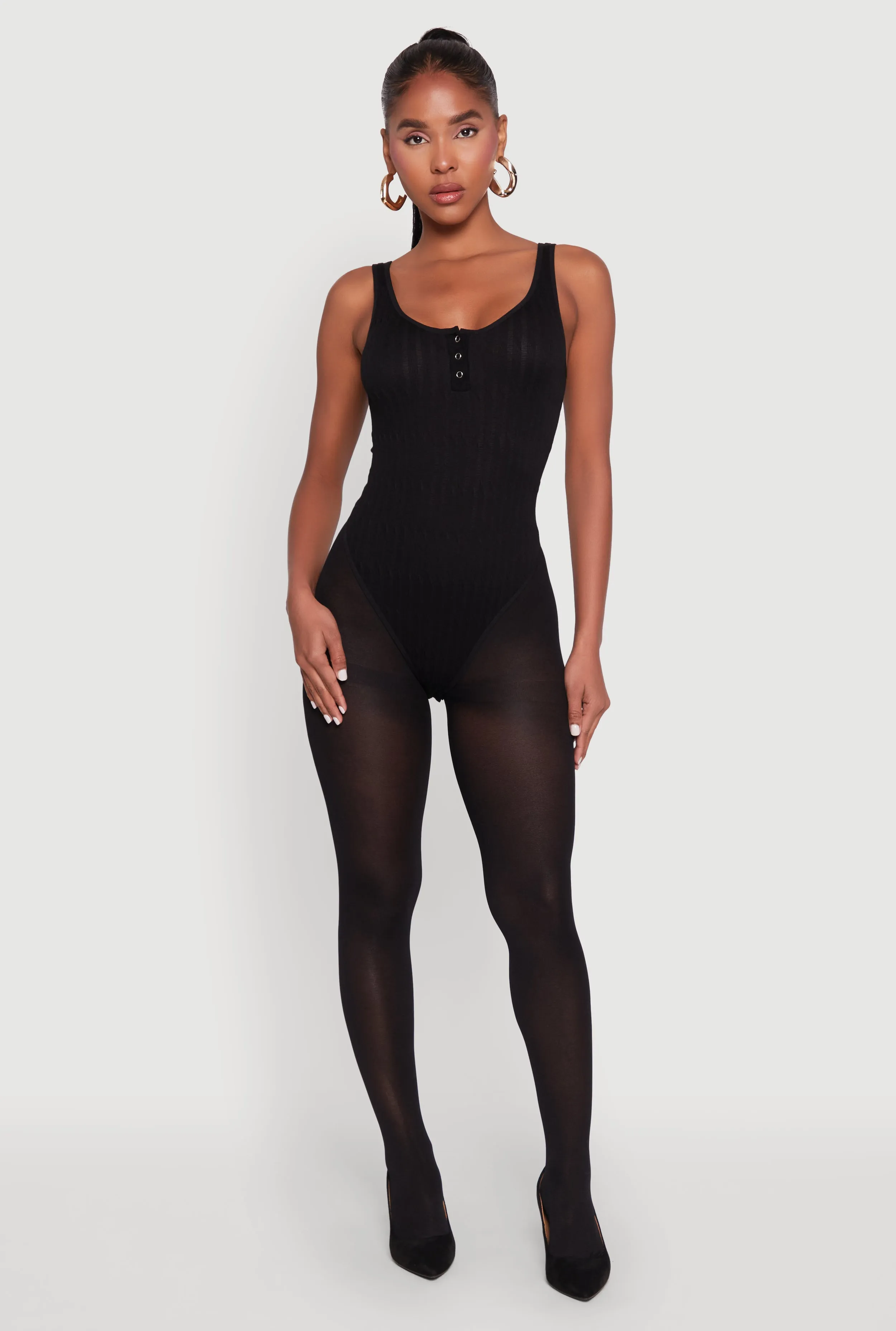 Seamless Snap Button Notch Neck Bodysuit sold by Rainbow product image thumbnail 3