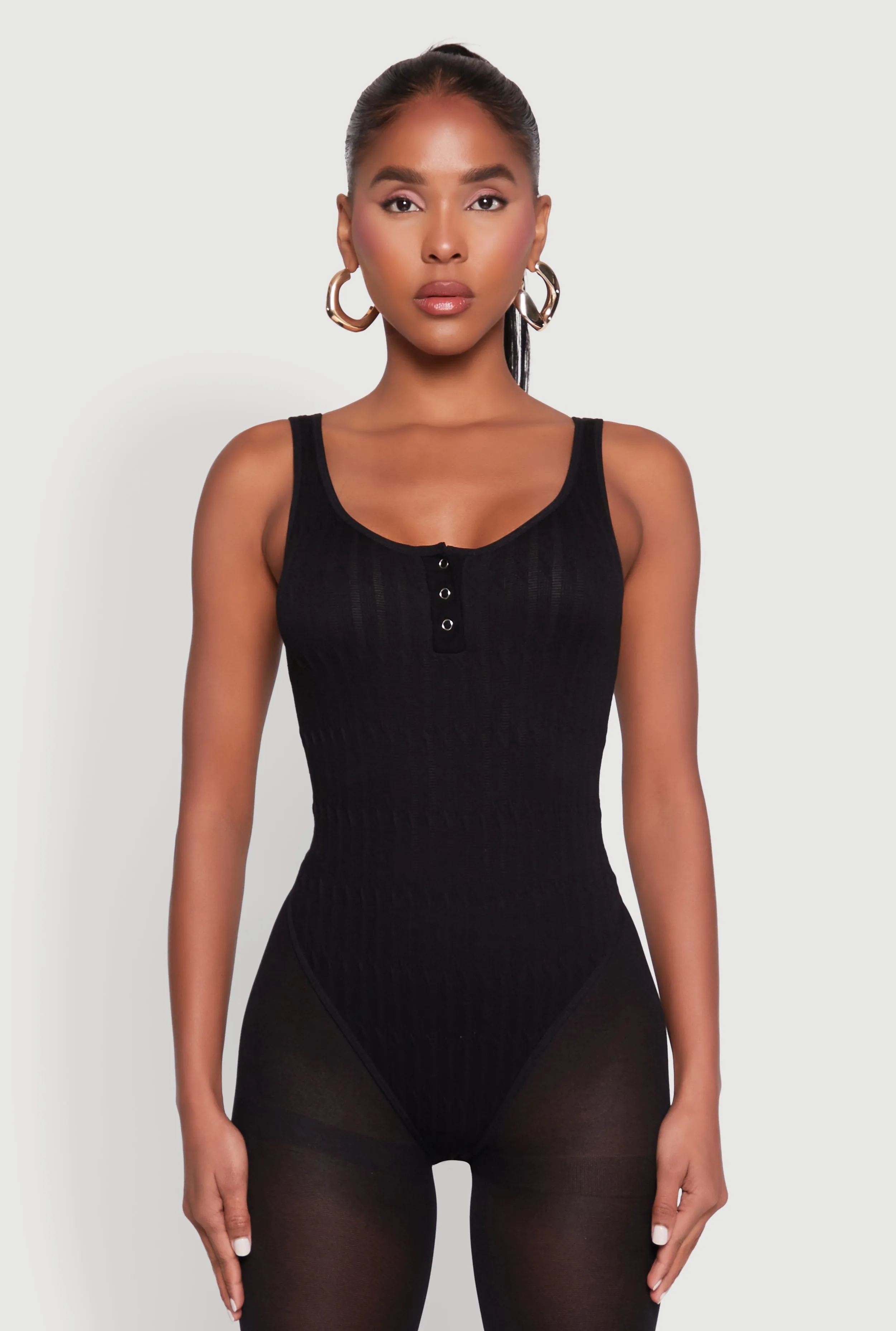 Seamless Snap Button Notch Neck Bodysuit sold by Rainbow product image thumbnail 2