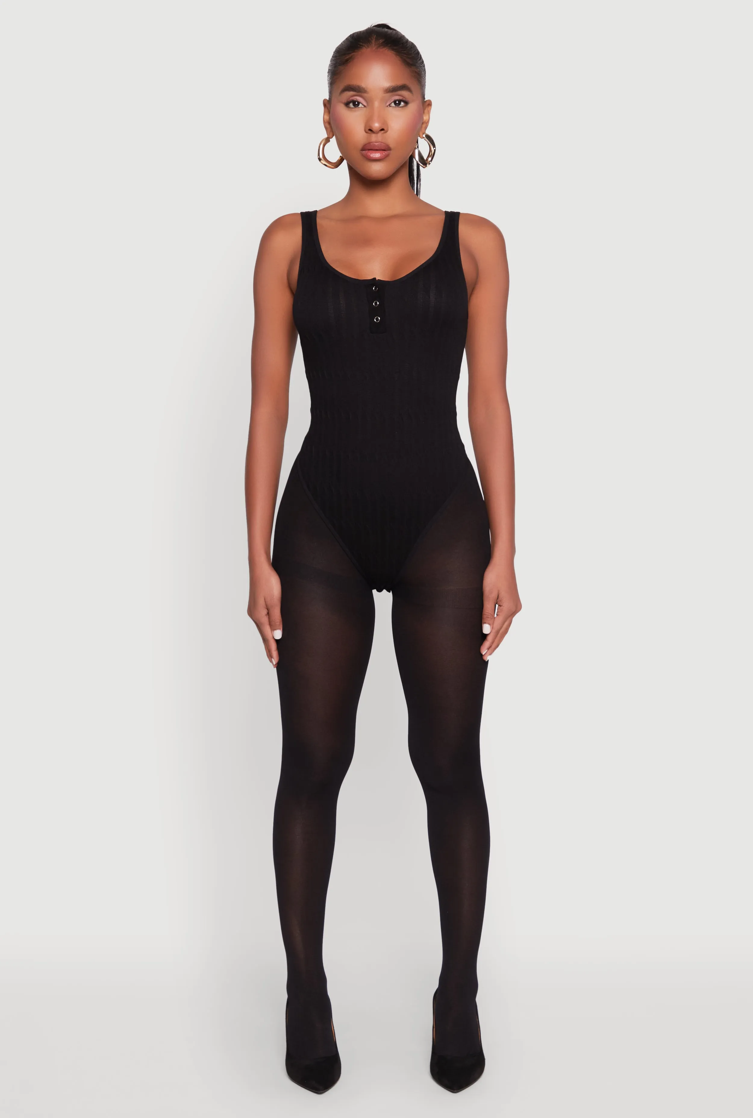 Seamless Snap Button Notch Neck Bodysuit sold by Rainbow