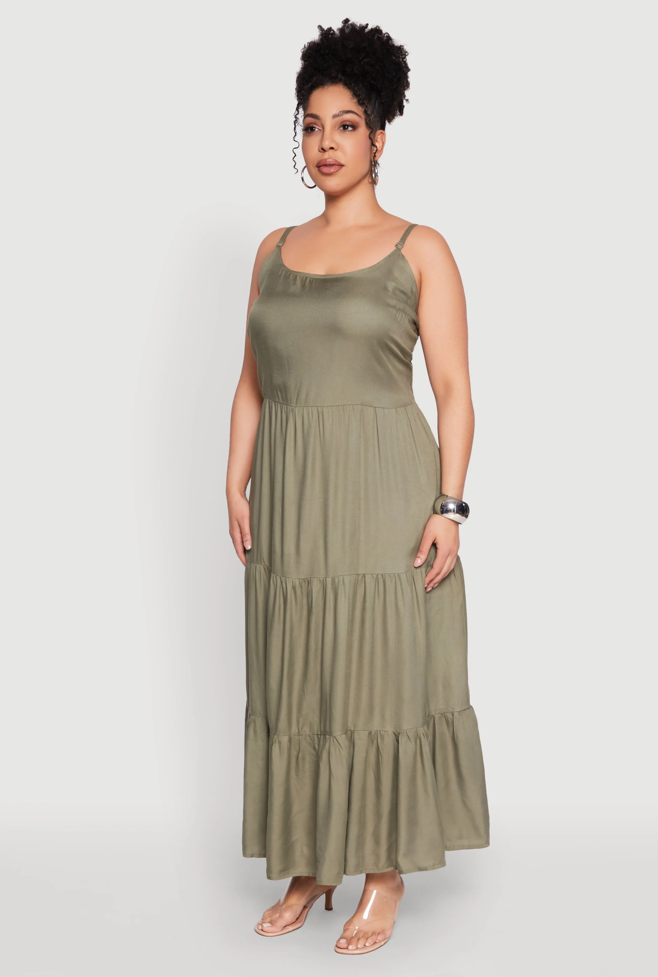 Plus Size Pocket Tiered Maxi Dress sold by Rainbow product image thumbnail 3