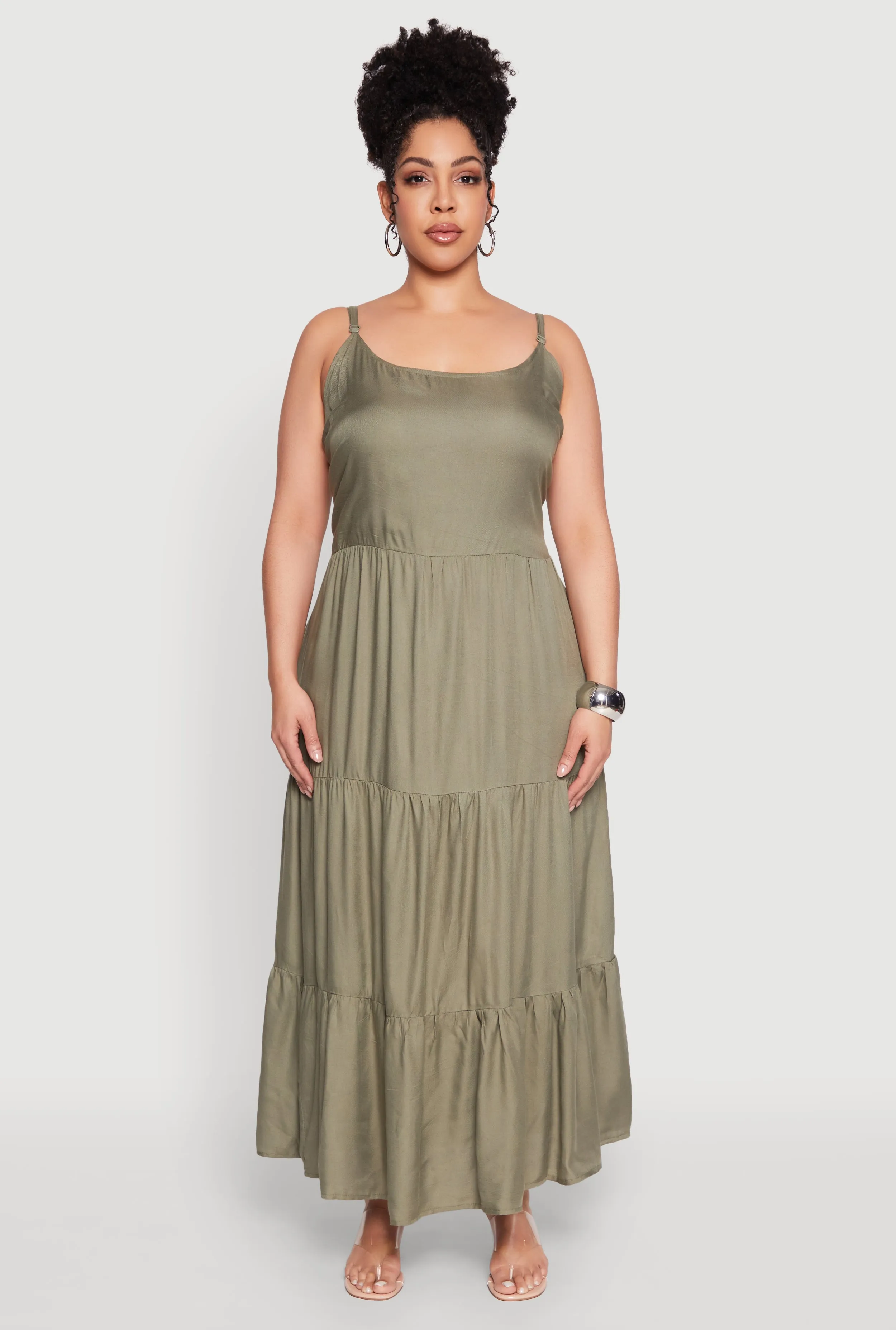 Plus Size Pocket Tiered Maxi Dress sold by Rainbow product image thumbnail 2