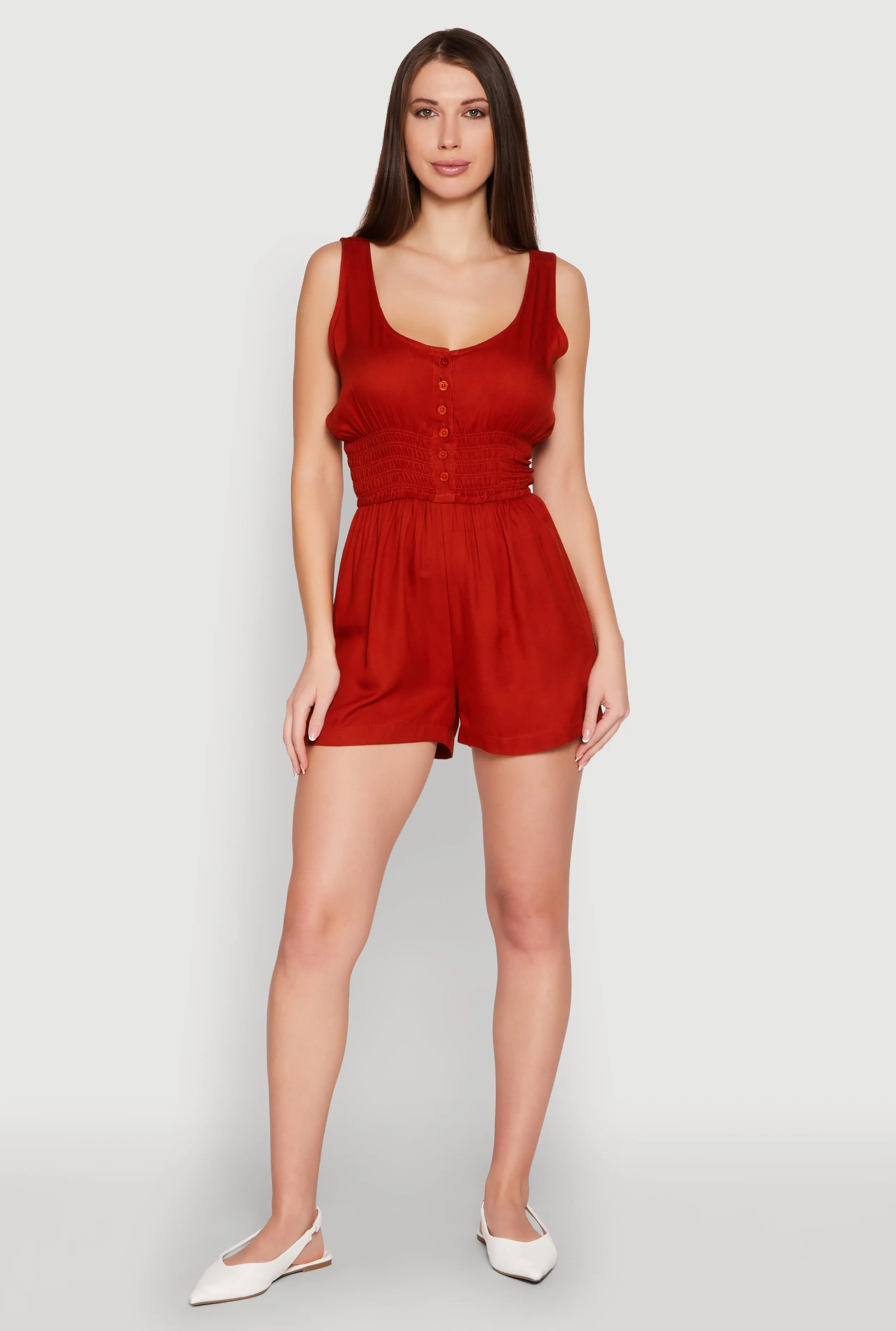 Smocked Waist Tank Romper sold by Rainbow