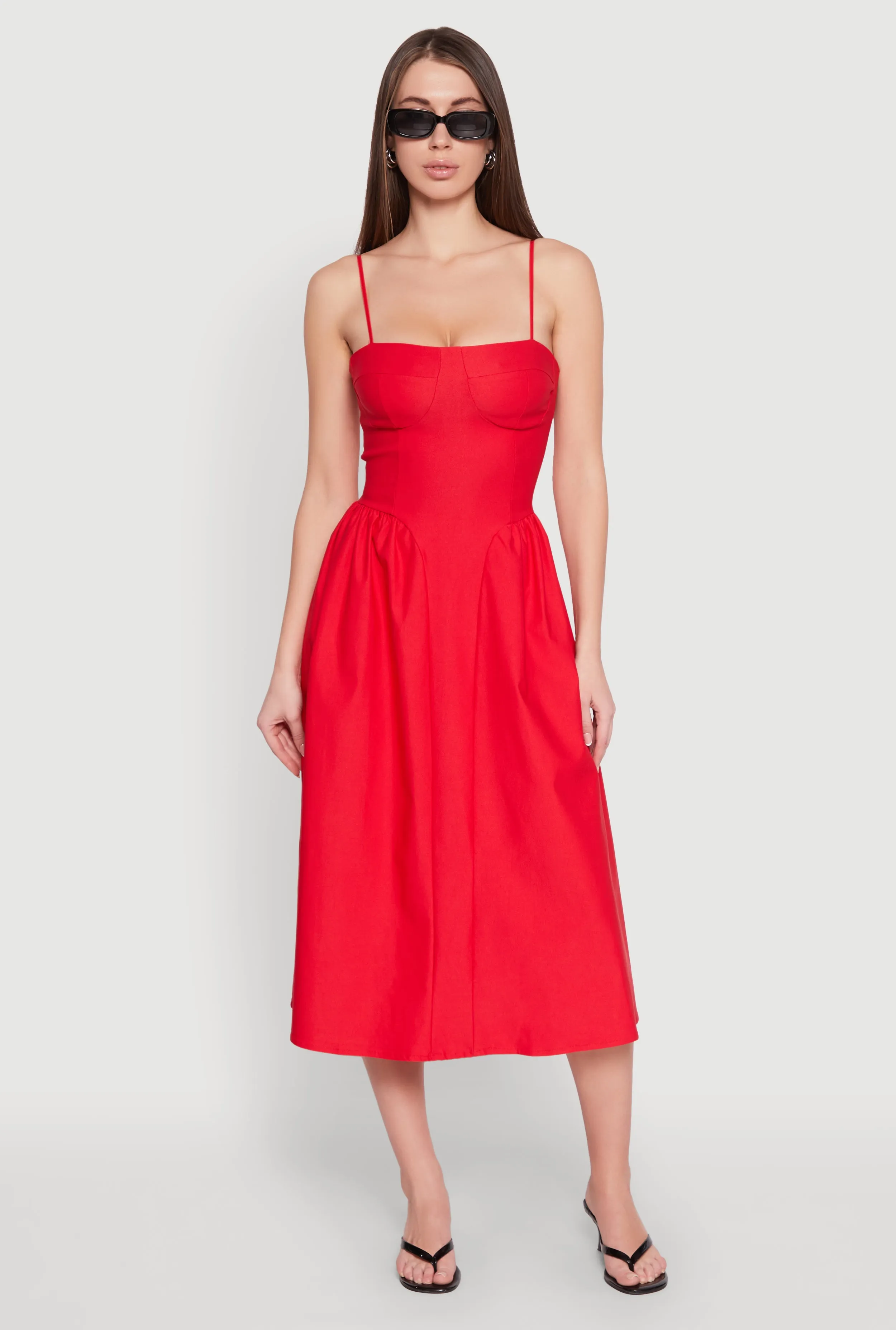 Hyperstretch Bustier Skater Midi Dress sold by Rainbow