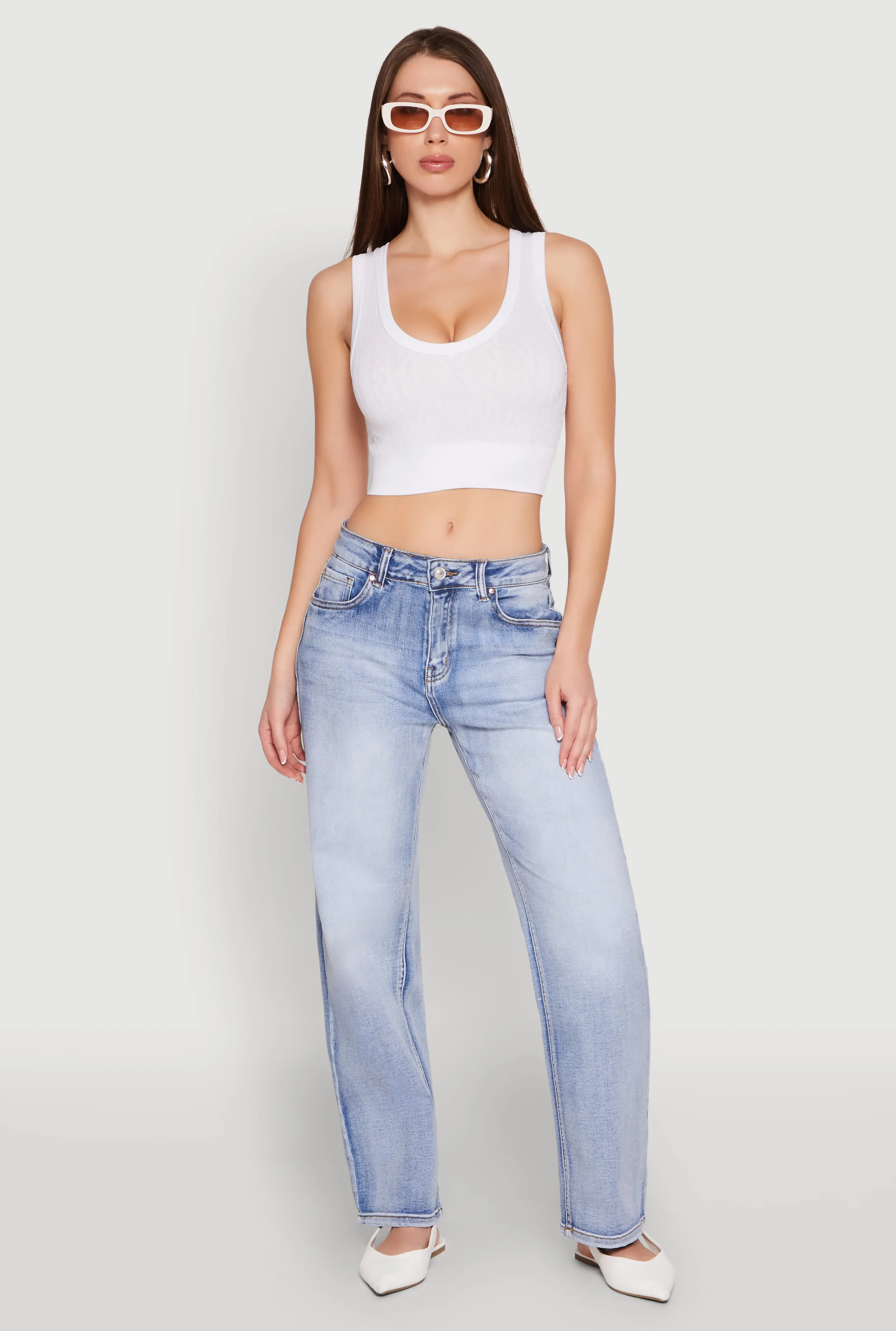 Seamless Scoop Neck Cable Knit Crop Top sold by Rainbow