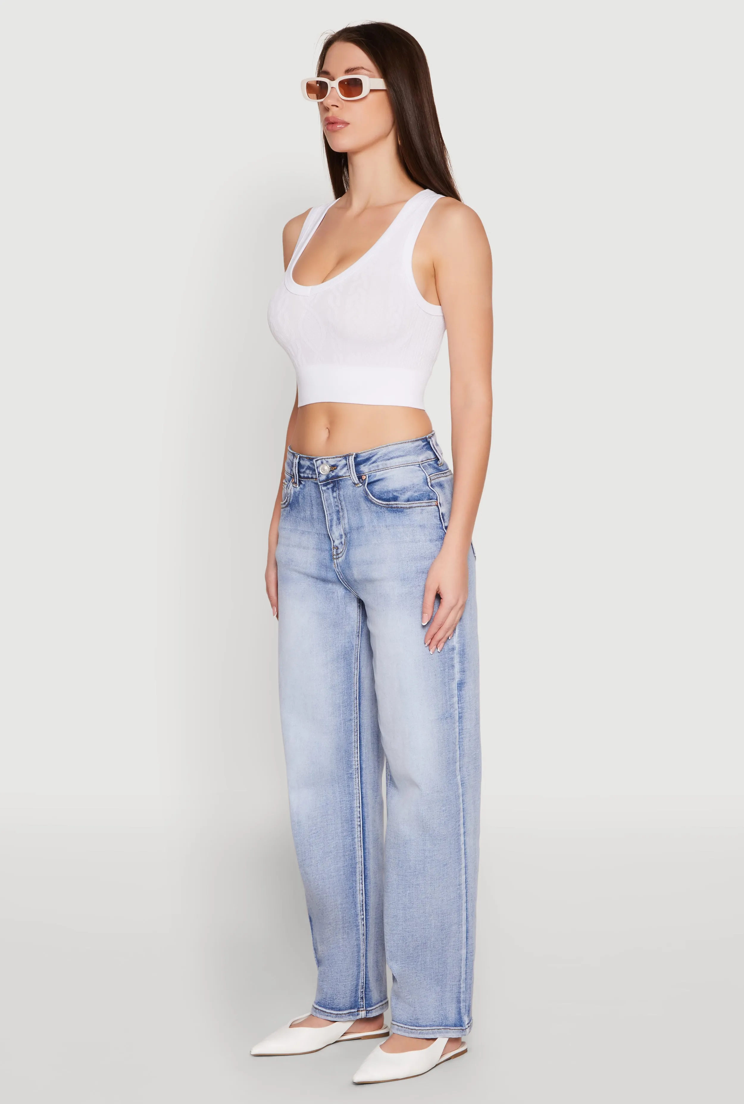 Seamless Scoop Neck Cable Knit Crop Top sold by Rainbow product image thumbnail 5