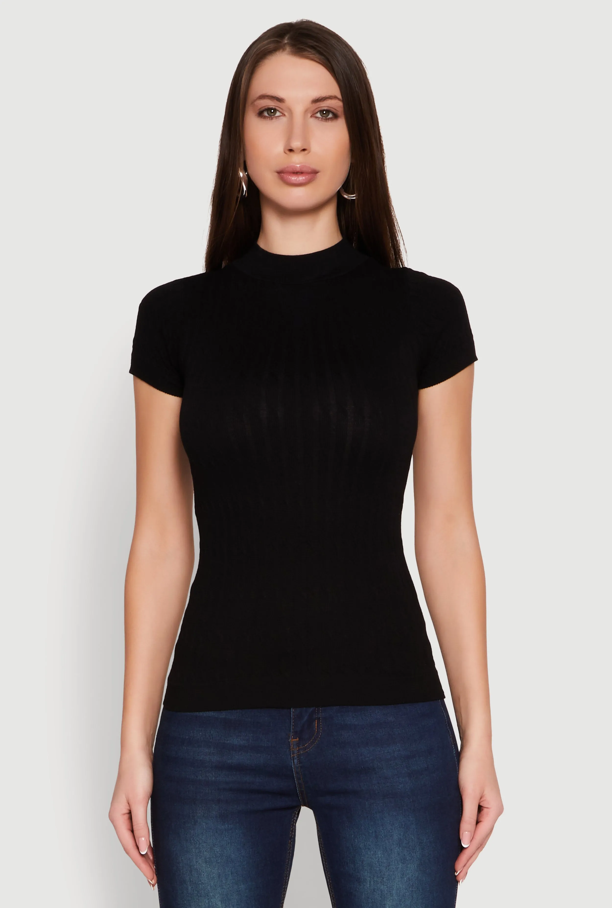 Seamless Short Sleeve Mock Neck Top sold by Rainbow product image thumbnail 2