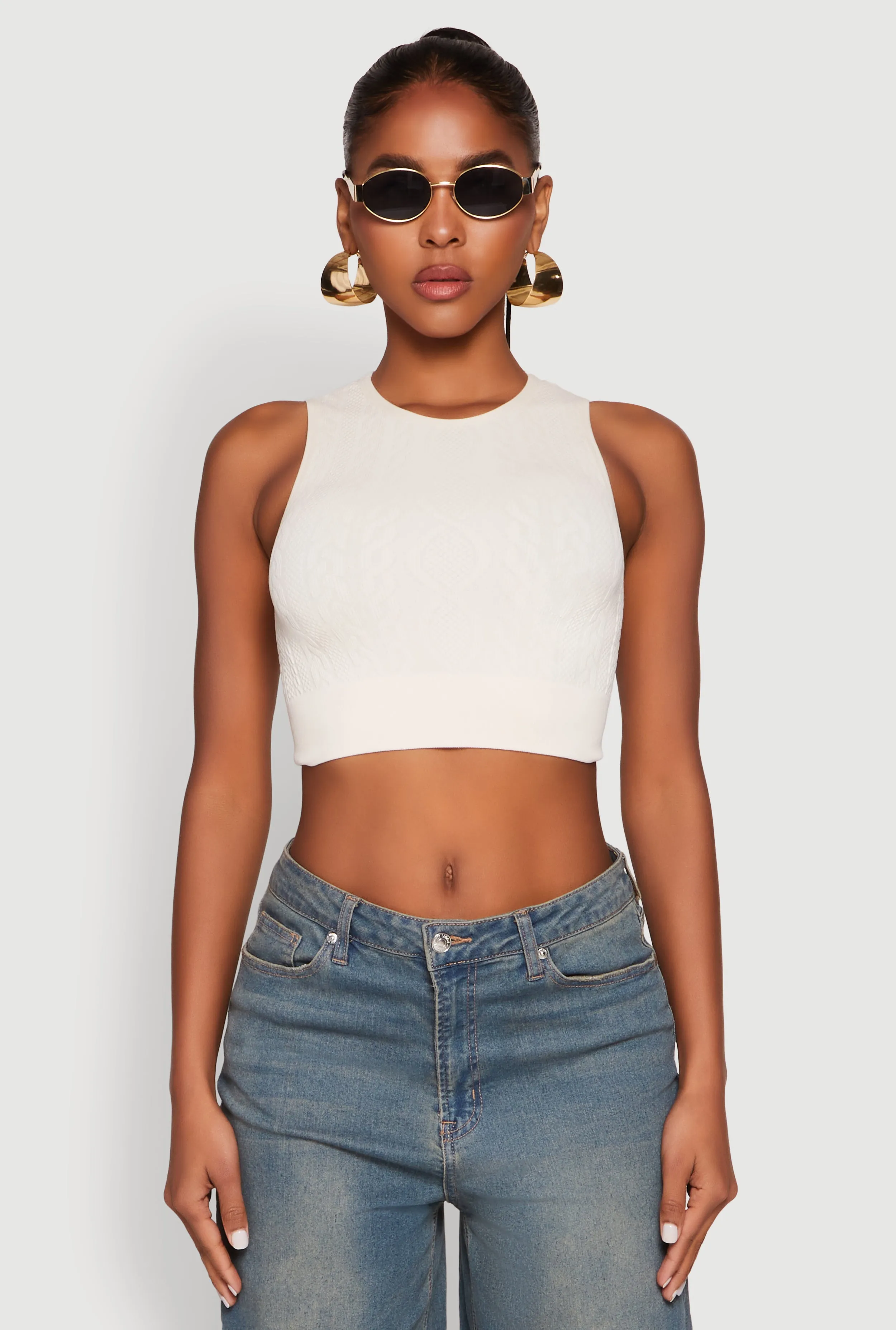 Seamless Cable Knit Crop Tank Top sold by Rainbow product image thumbnail 2