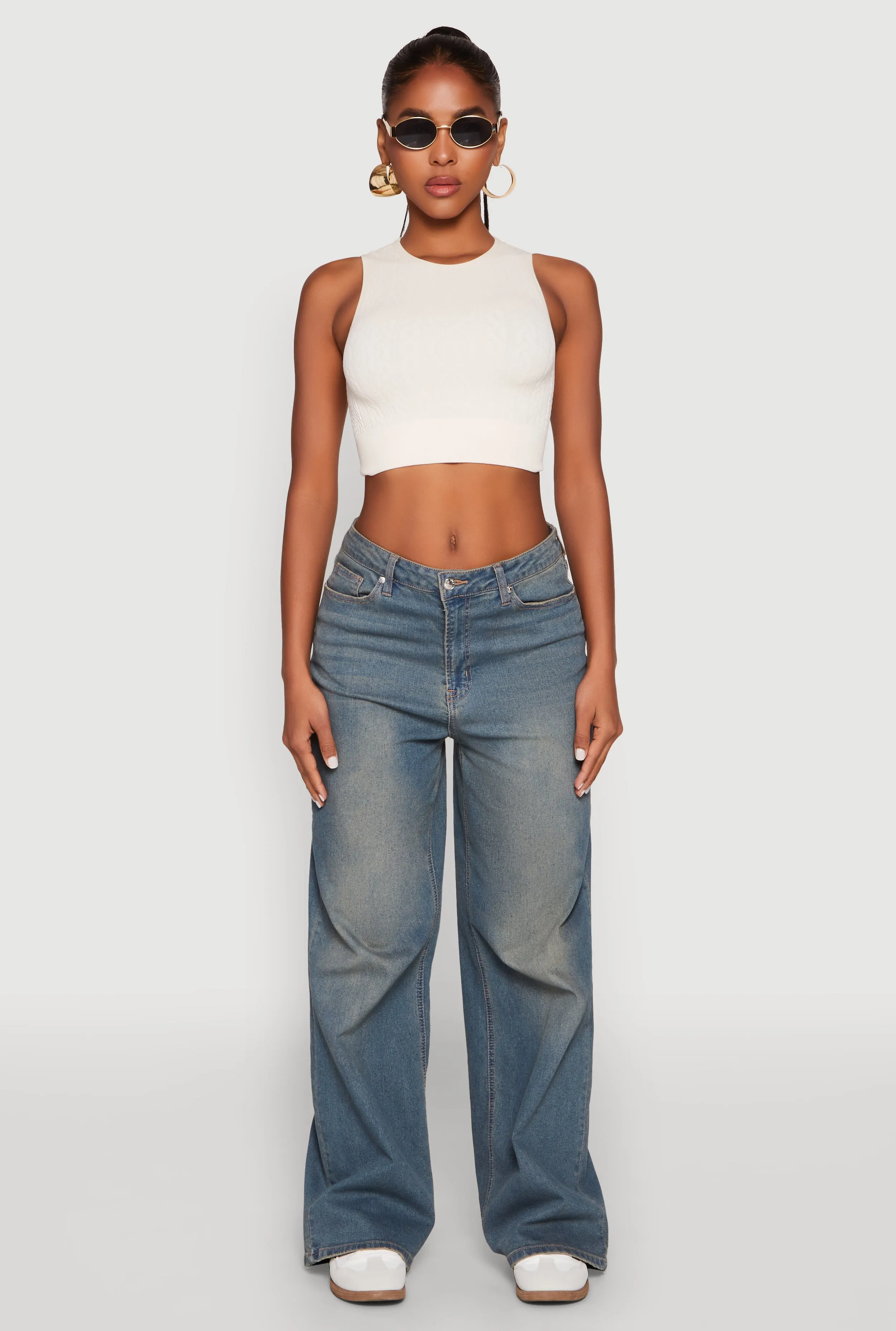 Seamless Cable Knit Crop Tank Top sold by Rainbow