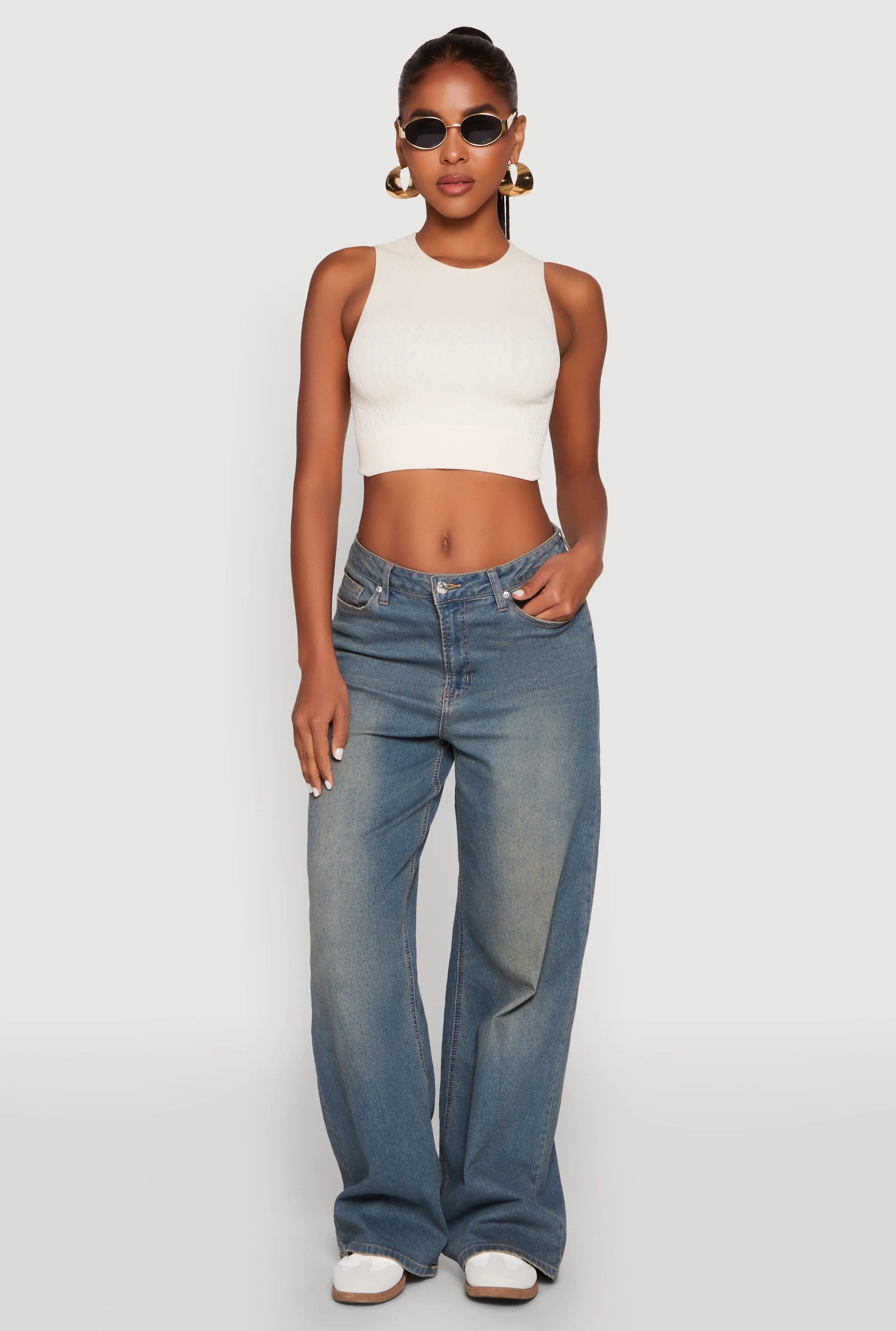 Seamless Cable Knit Crop Tank Top sold by Rainbow product image thumbnail 3