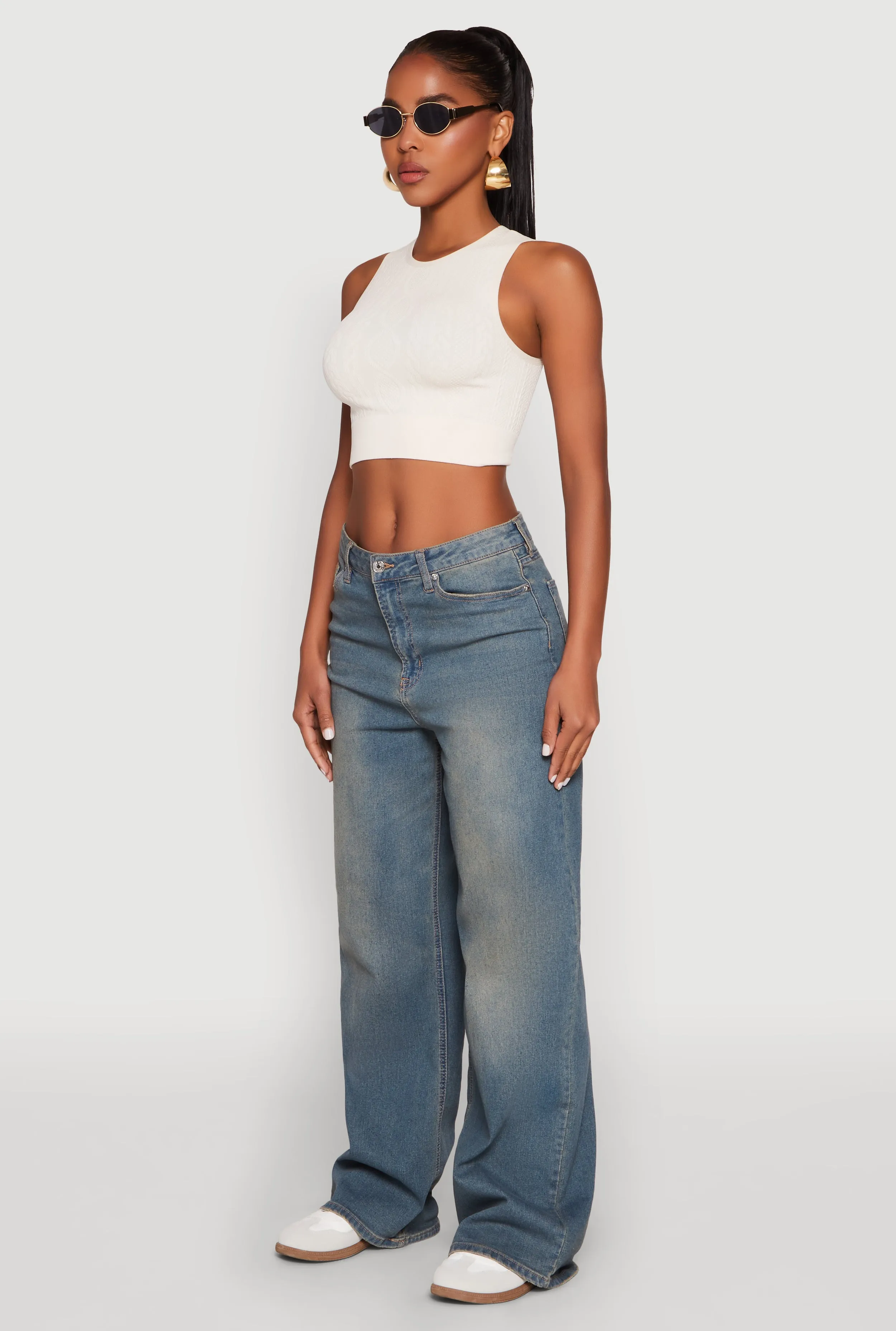 Seamless Cable Knit Crop Tank Top sold by Rainbow product image thumbnail 5