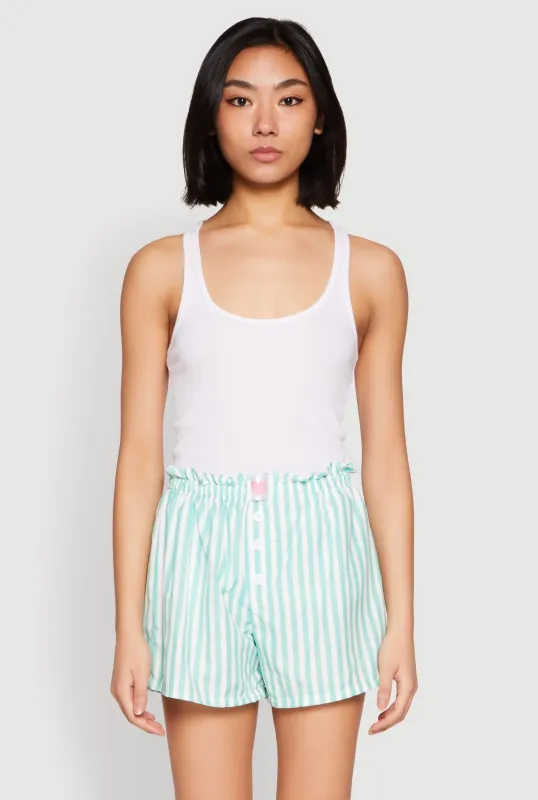 Heart Detail Striped Pajama Shorts sold by Rainbow