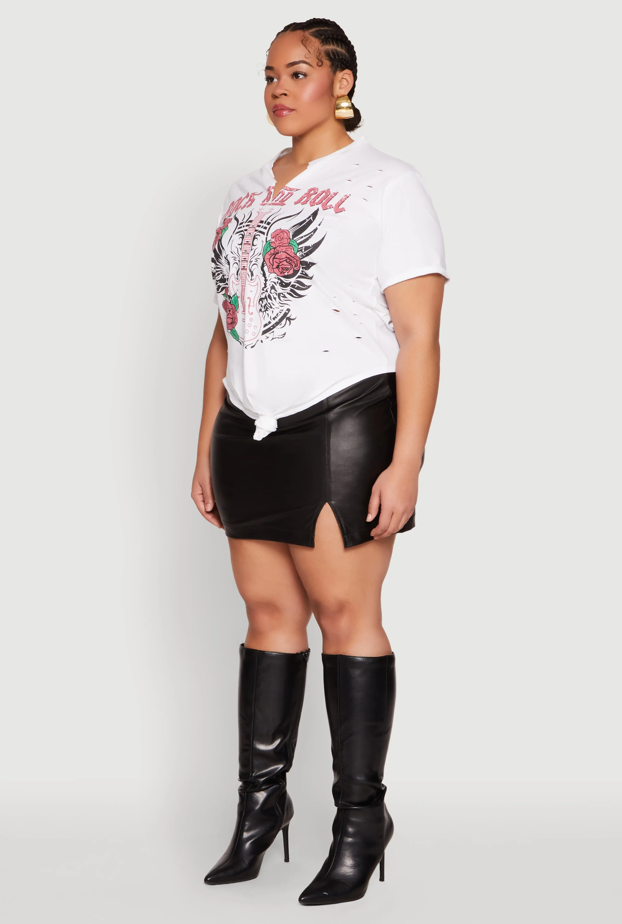 Plus Size Rock And Roll Guitar Rose Graphic Top sold by Rainbow product image thumbnail 5
