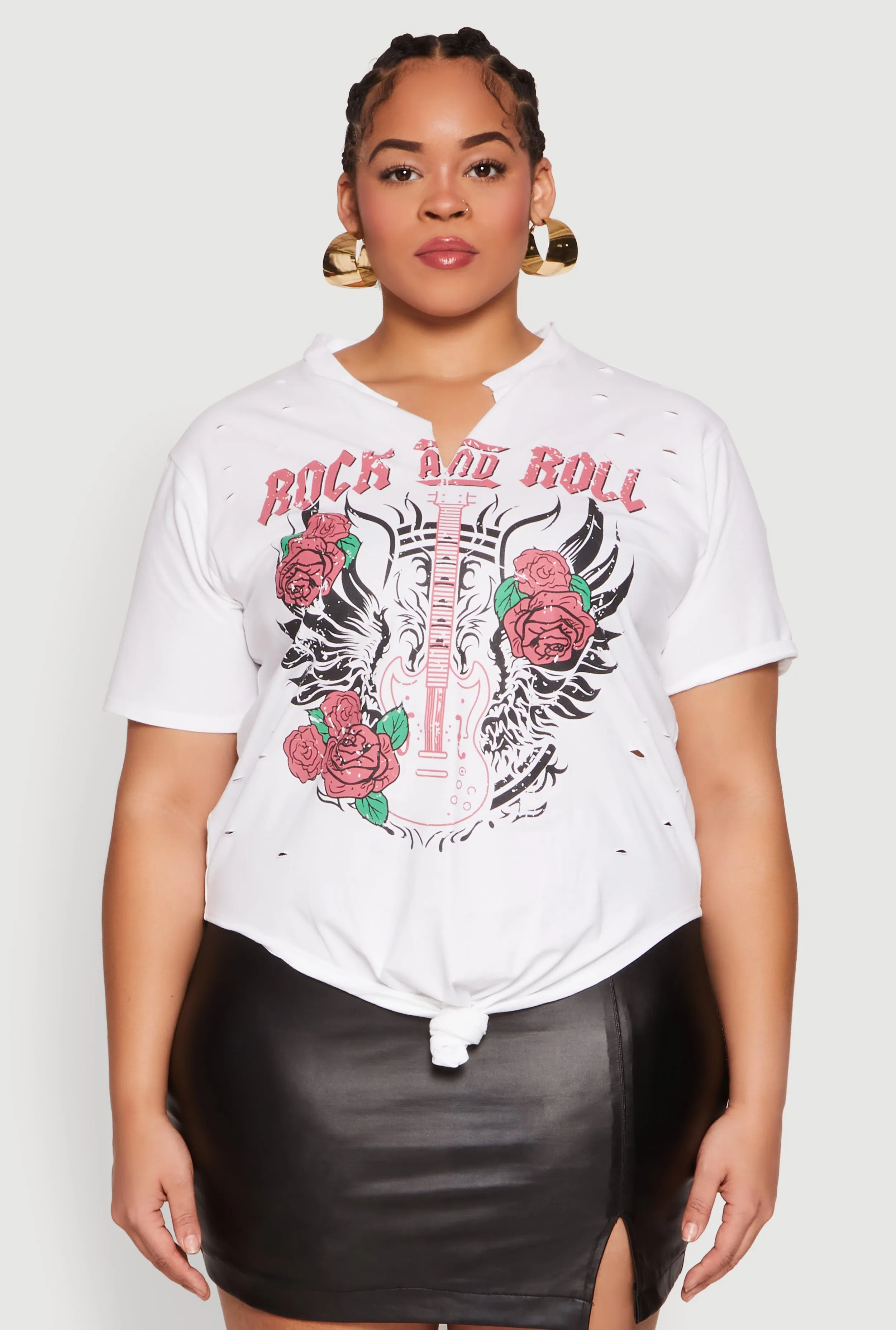 Plus Size Rock And Roll Guitar Rose Graphic Top sold by Rainbow product image thumbnail 2
